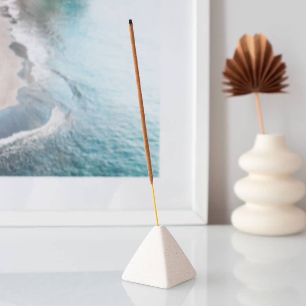 Modern Minimalist Cream Speckle Pyramid Incense Stick Holder