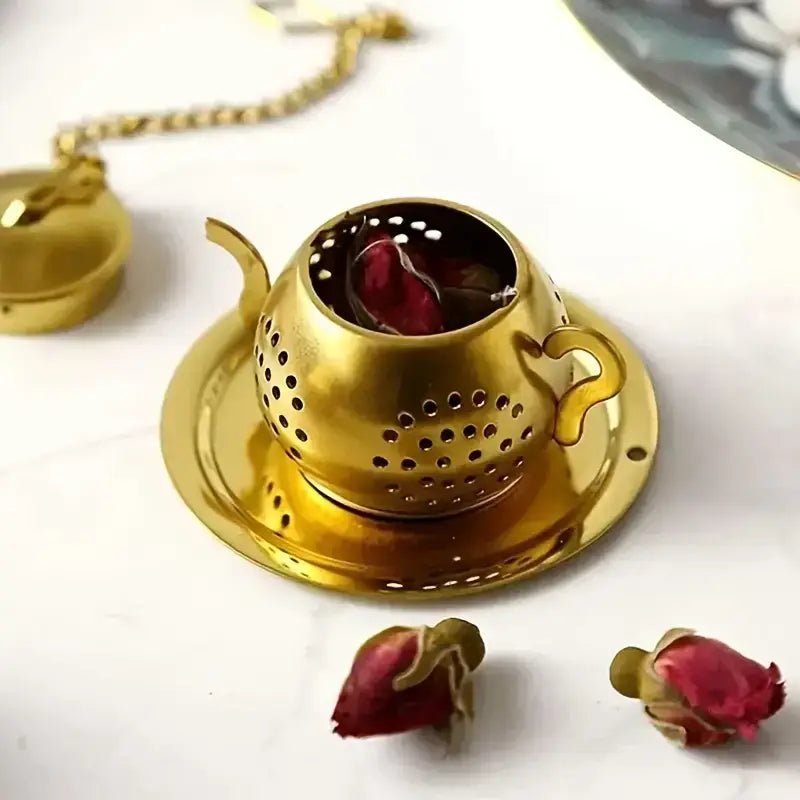 Golden Teapot Shaped Tea Infuser, Tea Drain, Tea strainer - Foxy’s