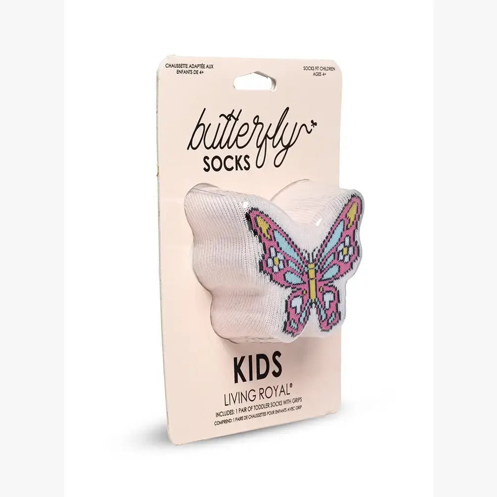 3D Packaged Crew Socks - Kids - Butterfly - Pale Pink - Foxy’s