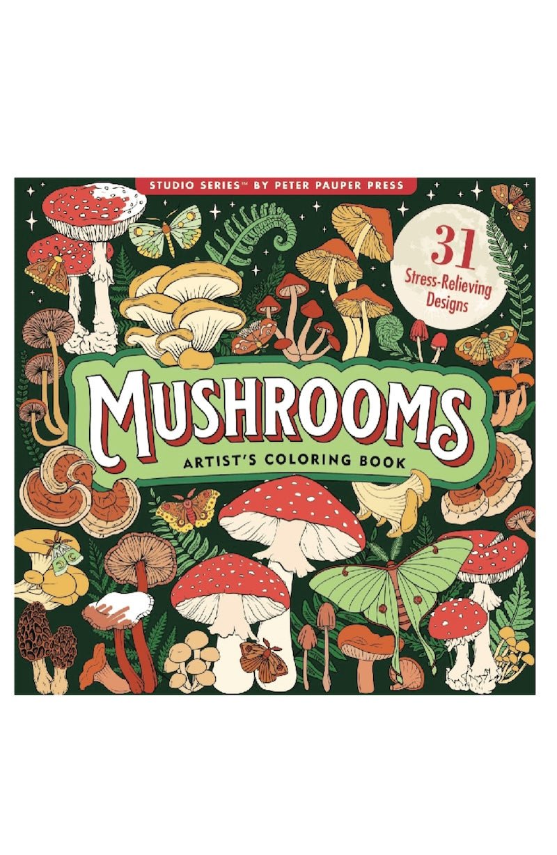 Whimsical Mushrooms Adult Coloring Book - Relaxing Designs by Peter Pauper Press - Foxy’s
