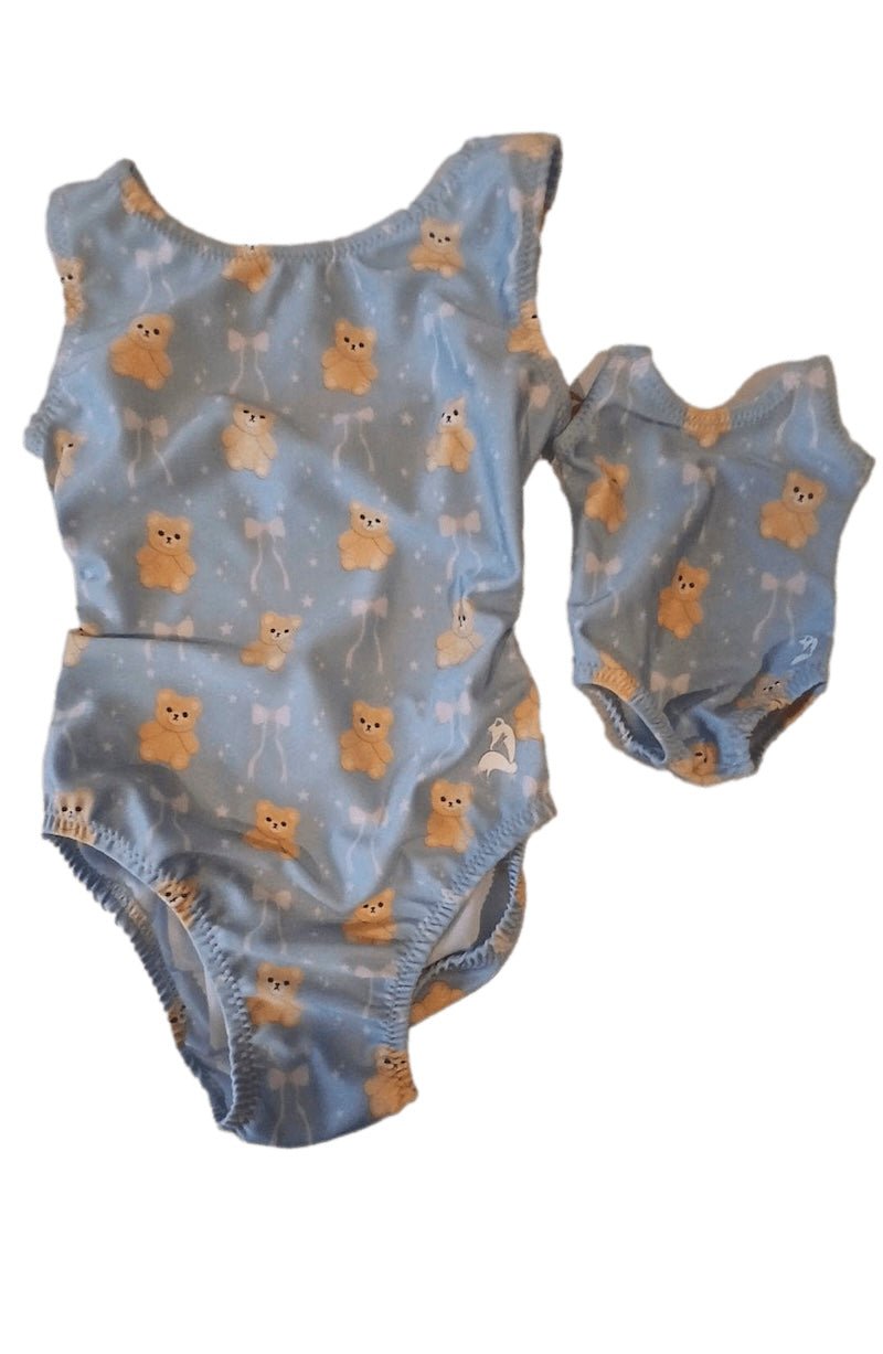 Baby Blue Bears & Bows Tumble Tot Matching Doll Leotard Set for Kids - Foxy’s