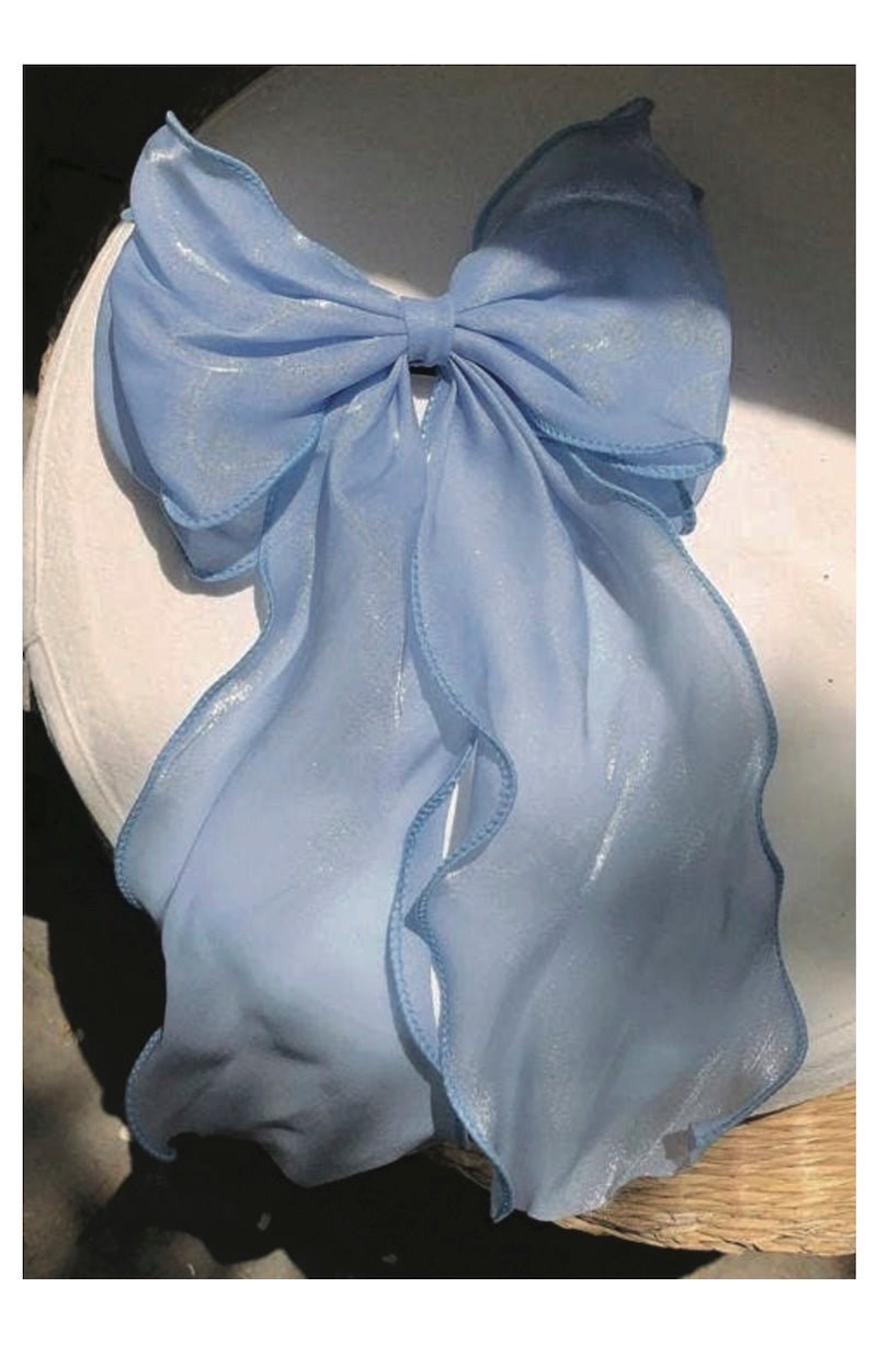 Sweet Fairycore Hair Clip - Big Bow Ribbon - Pastel Blue Retro Style - Foxy’s
