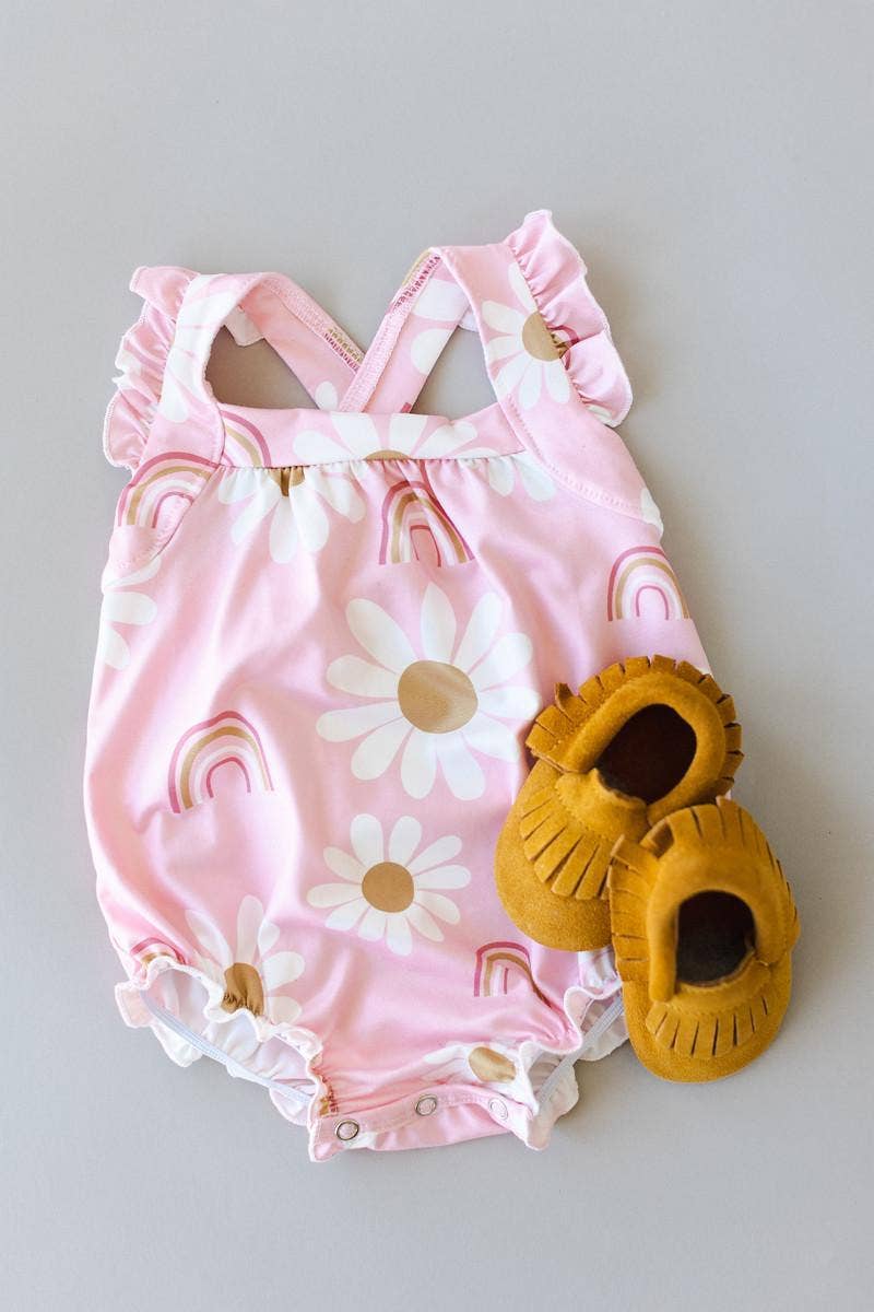 baby pink flower romper 