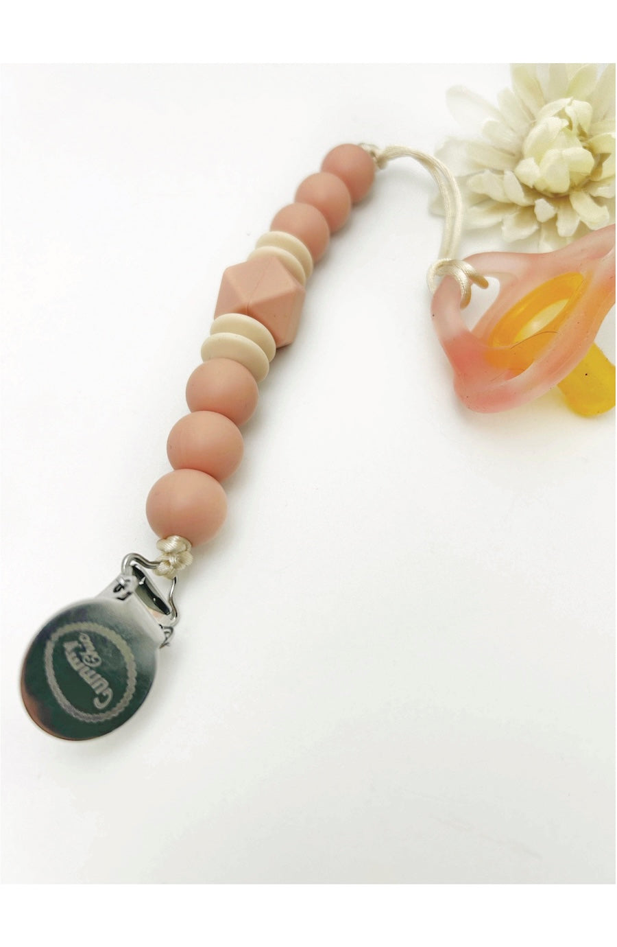 Peach Silicone Pacifier Clip for Stylish Baby Gift
