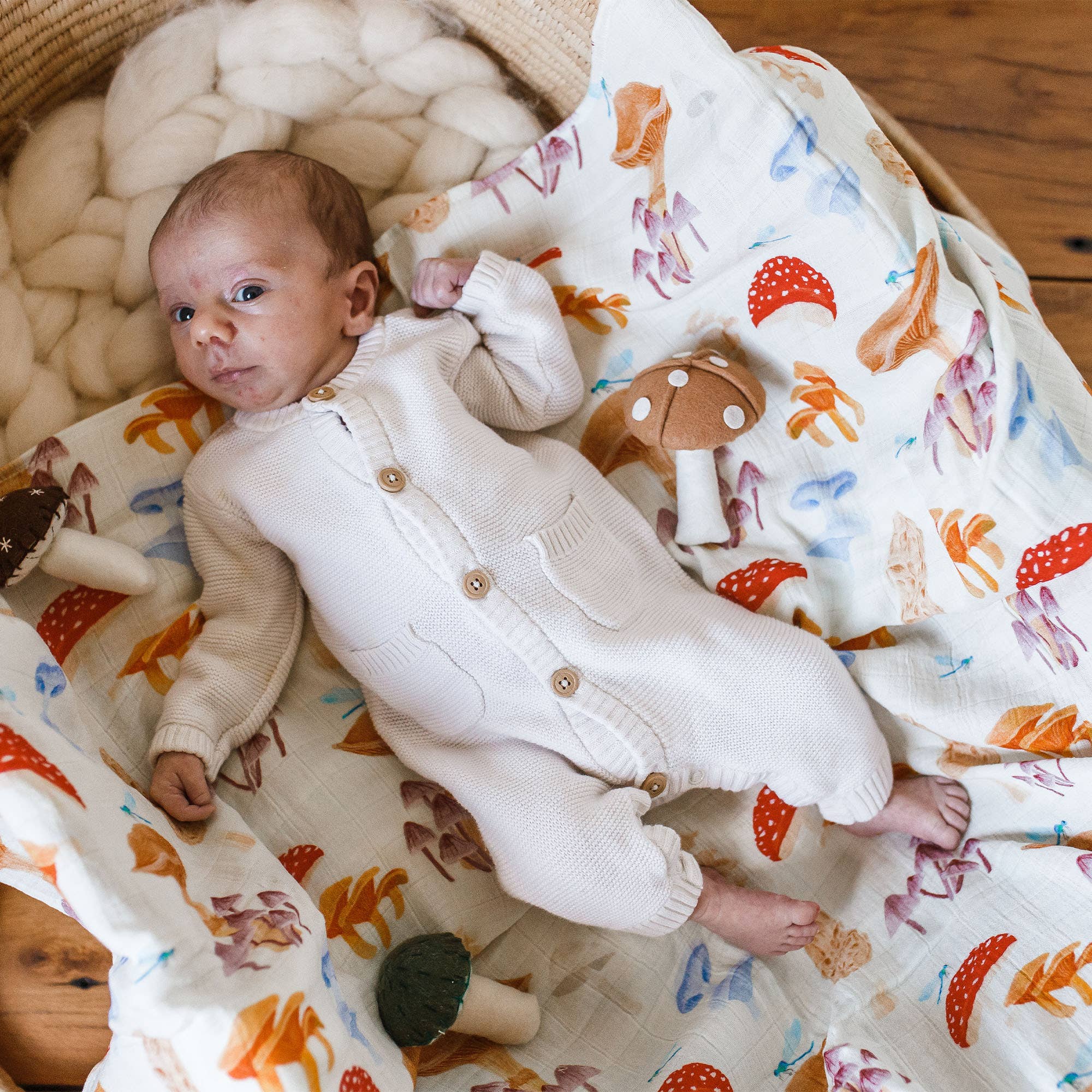 Mushrooms Baby Swaddle - Foxy’s