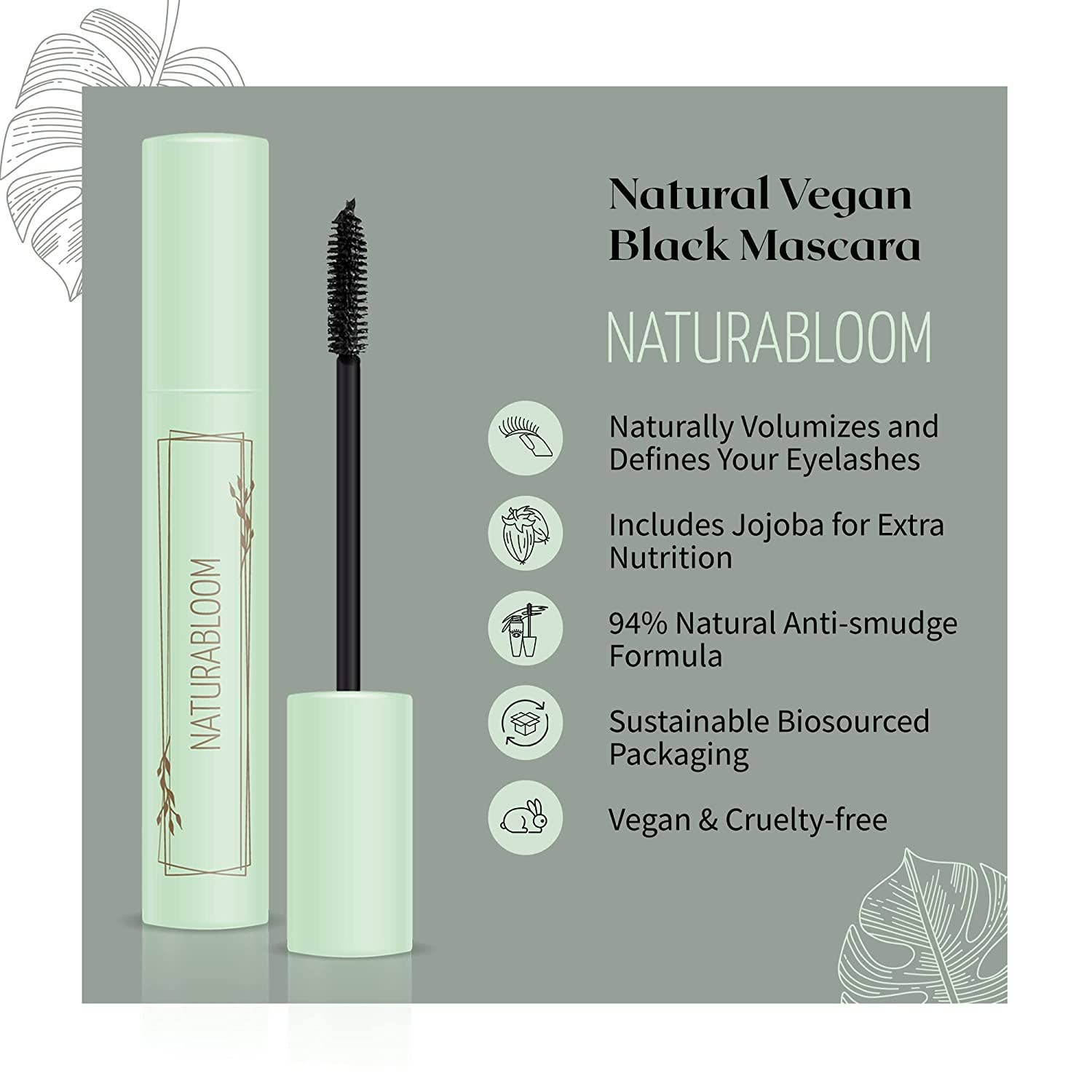 NATURABLOOM Natural Vegan Black Mascara With Jojoba
