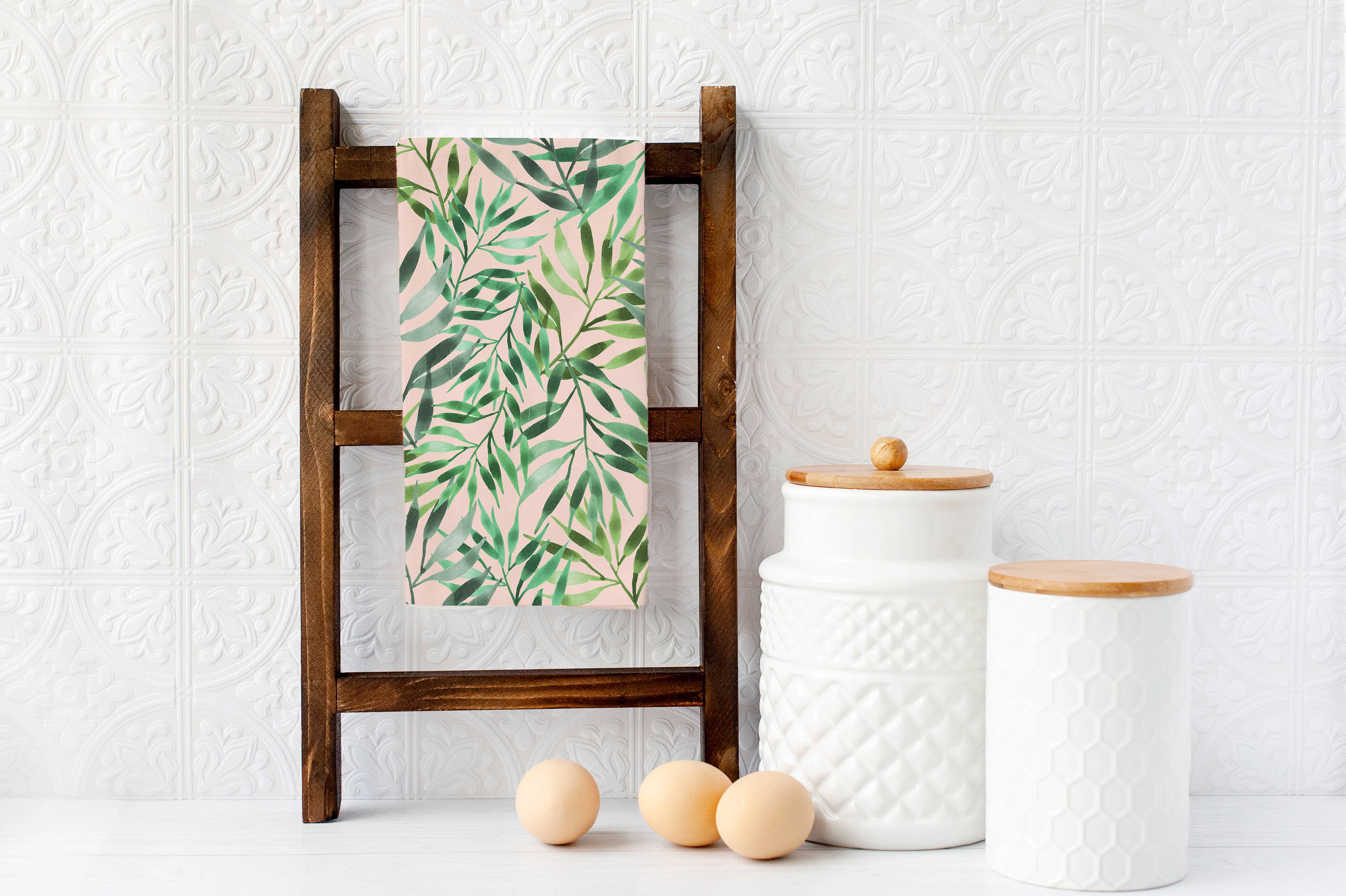 Tropical Palm Leaf Tea Towel - Summer Kitchen Decor