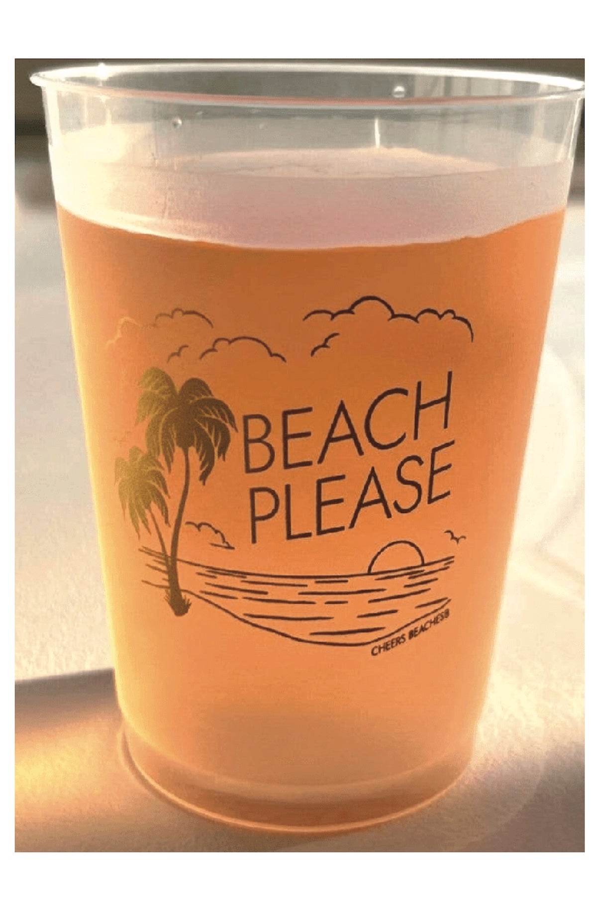 Beach Please! 🌴 Frosted 16 oz Reusable Party Cups - Set of 8 for Epic Beach & Pool Fun! - Foxy’s