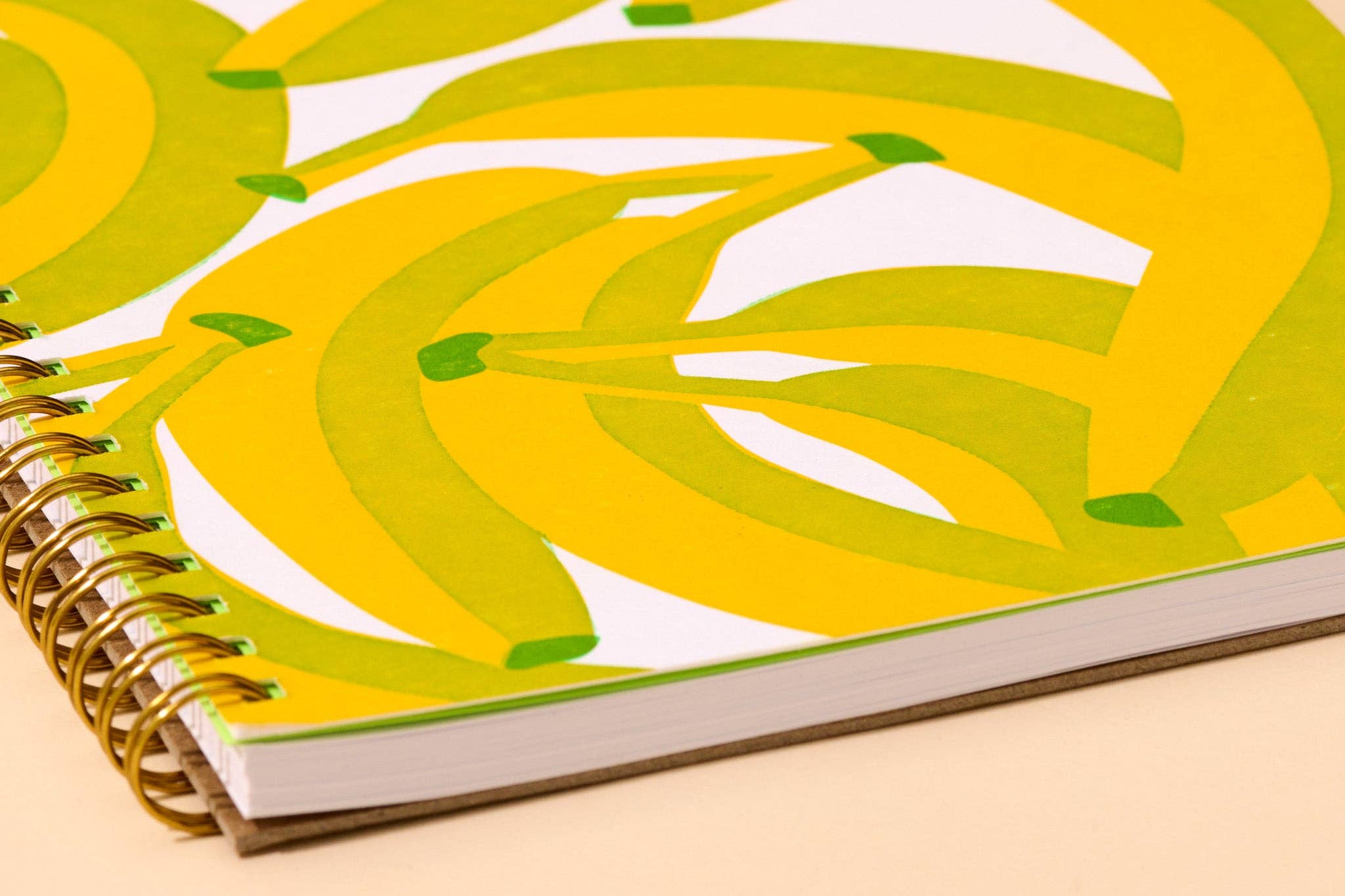Letterpress A5 Spiral Notebook—Bananas (Modern Summer Fruit) - Foxy’s