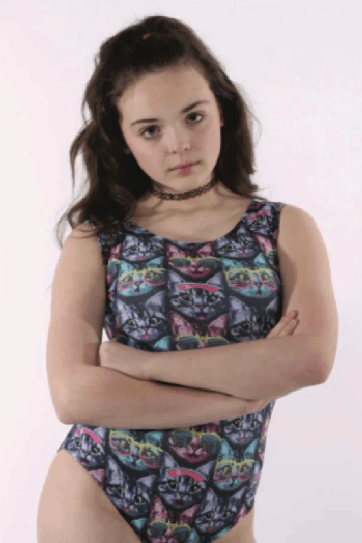 CAT - itude Gymnastics Leotard for Girls | Foxy's | Fun Cat Print Leotard - Foxy’s