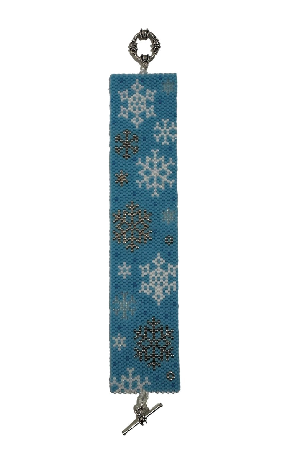 Blue Snowflake Peyote Stitched Beaded Bracelet - Foxy’s