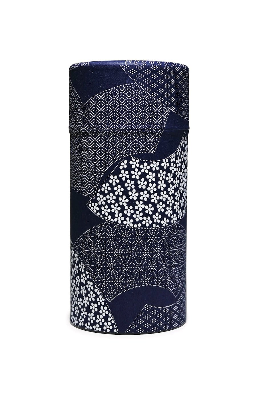 Japanese Double-Lid Tea Container – Navy Fan (200g) - Foxy’s