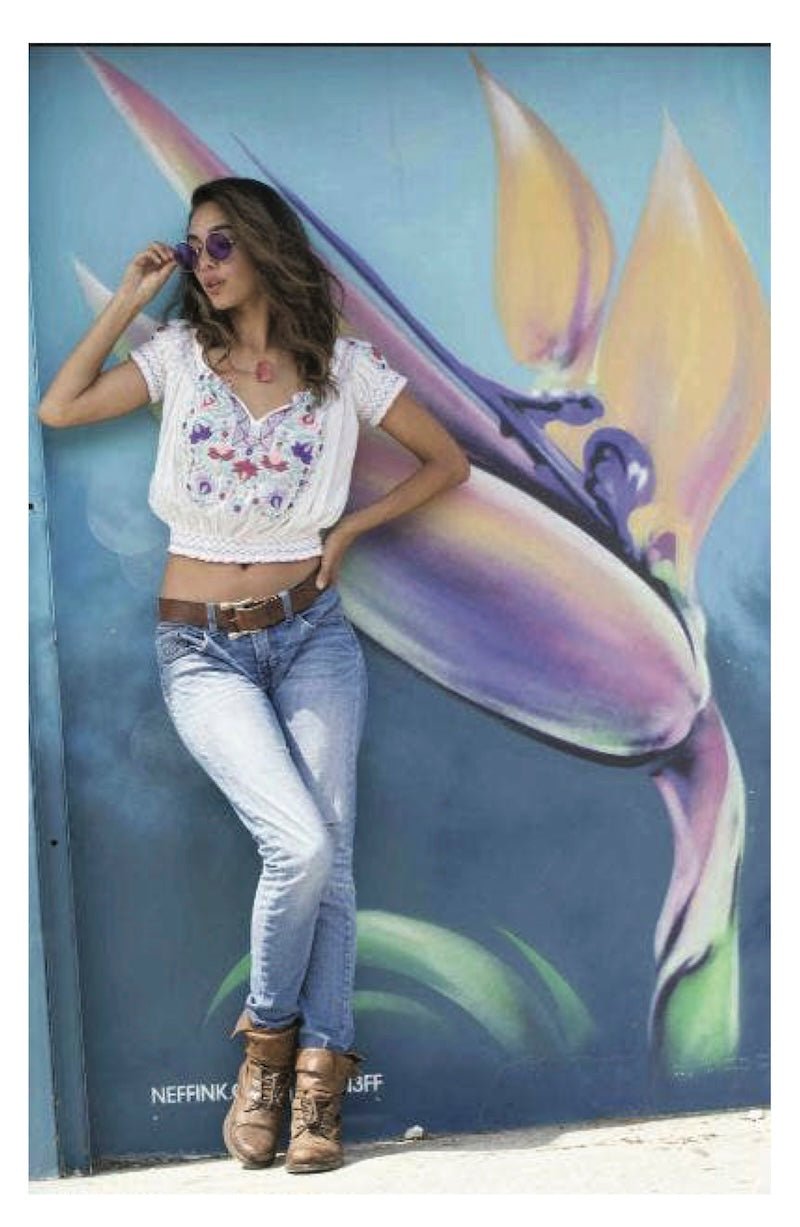 Anoushka Embroidered Top Natural/Multicolor - Foxy’s