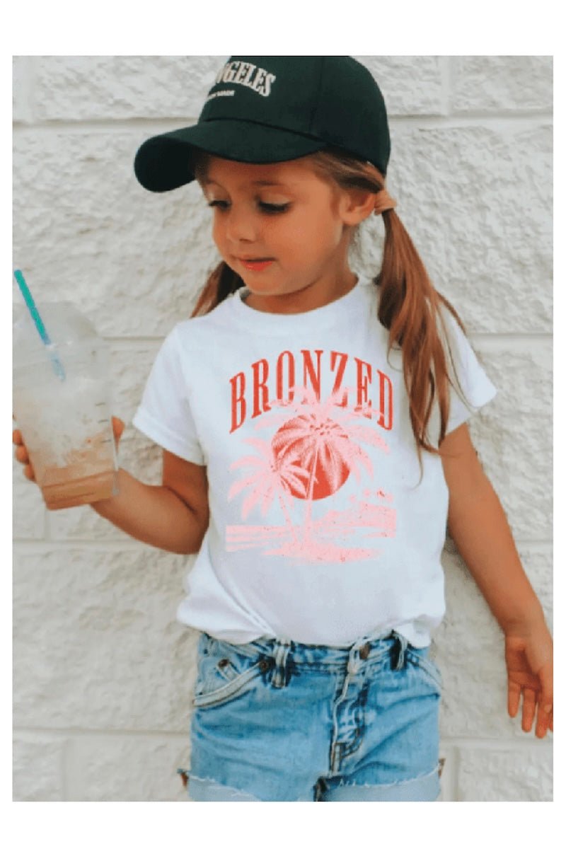 Girl's Bronzed Summer Graphic Tee - Fun Beach Design - Foxy’s