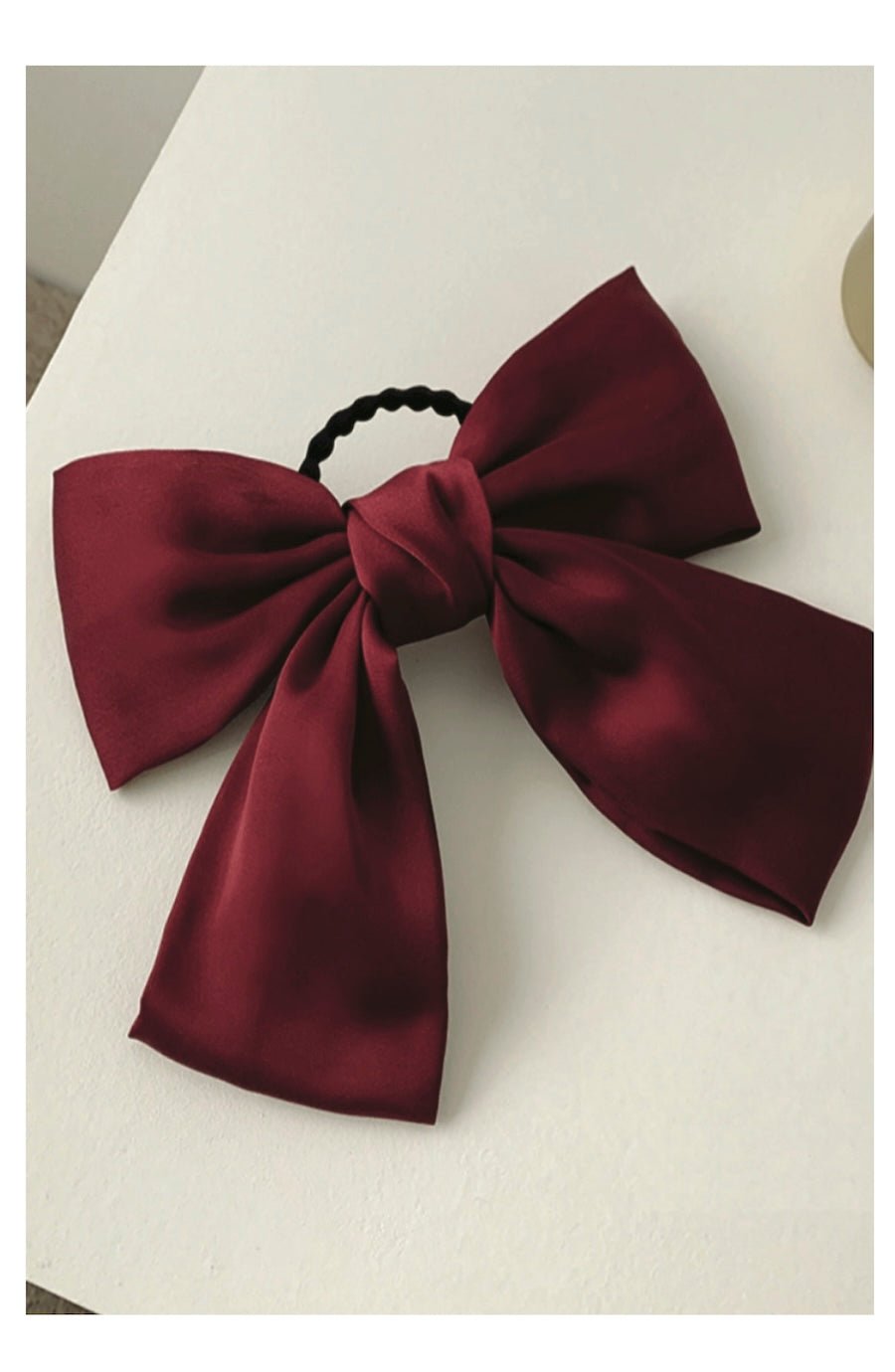 French Retro Bow Hair Tie - Oversized Coquette Hair Accessory - Red - Foxy’s