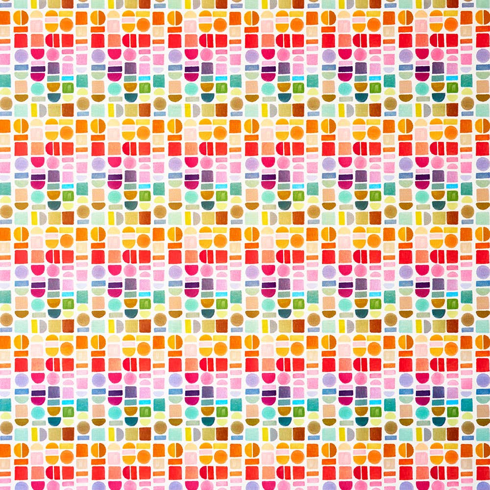 Pattern of colorful circles on a white background
