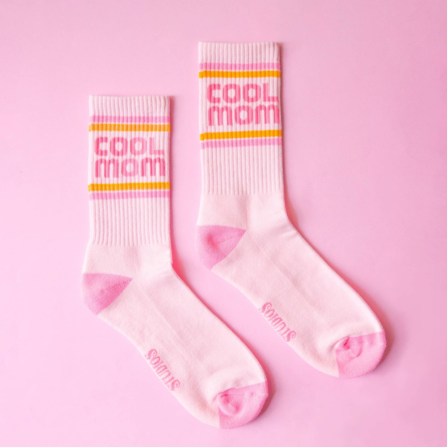 Pink Cool Mom Ribbed Crew Socks