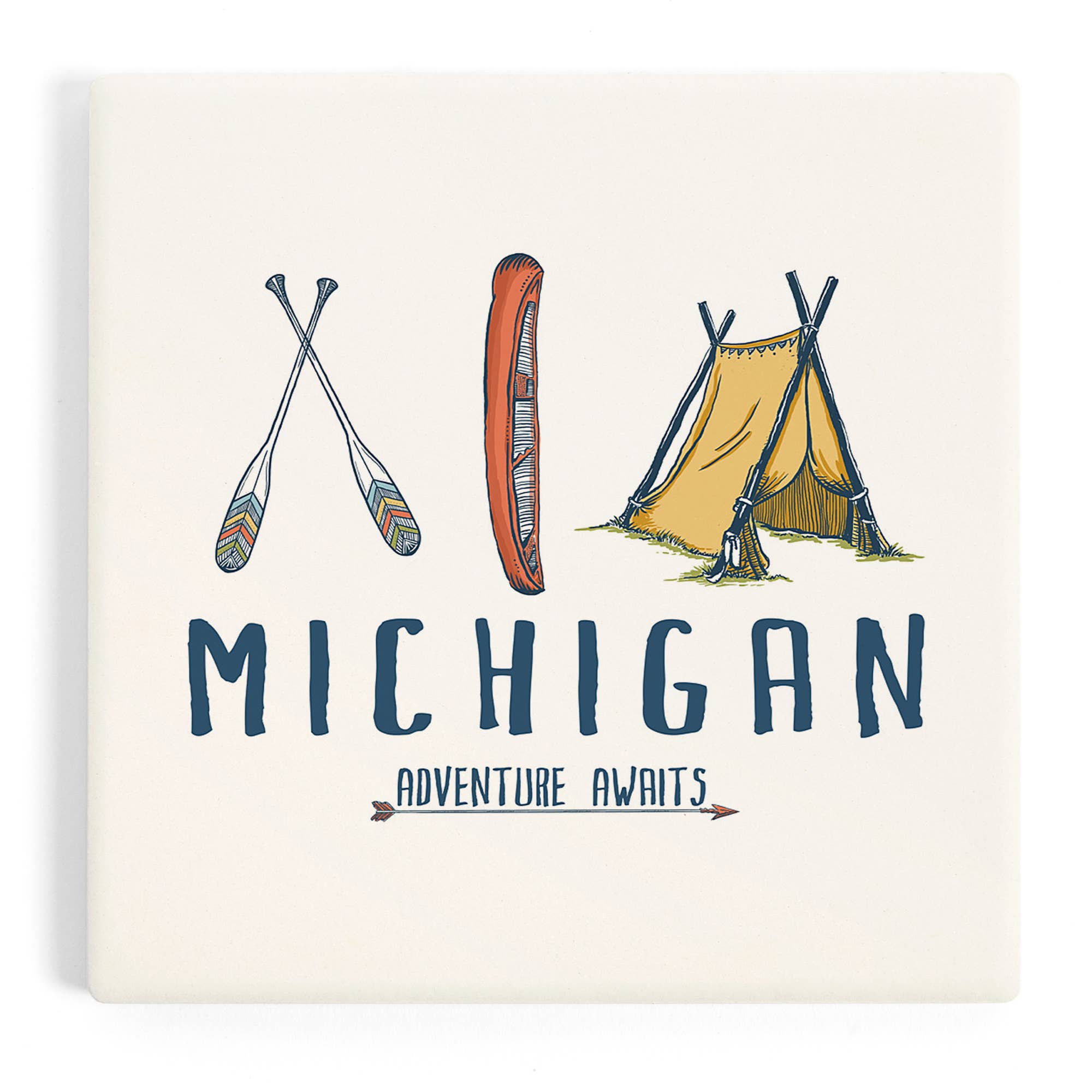CERAMIC COASTER Michigan Welcome to Lake Adventure Awaits