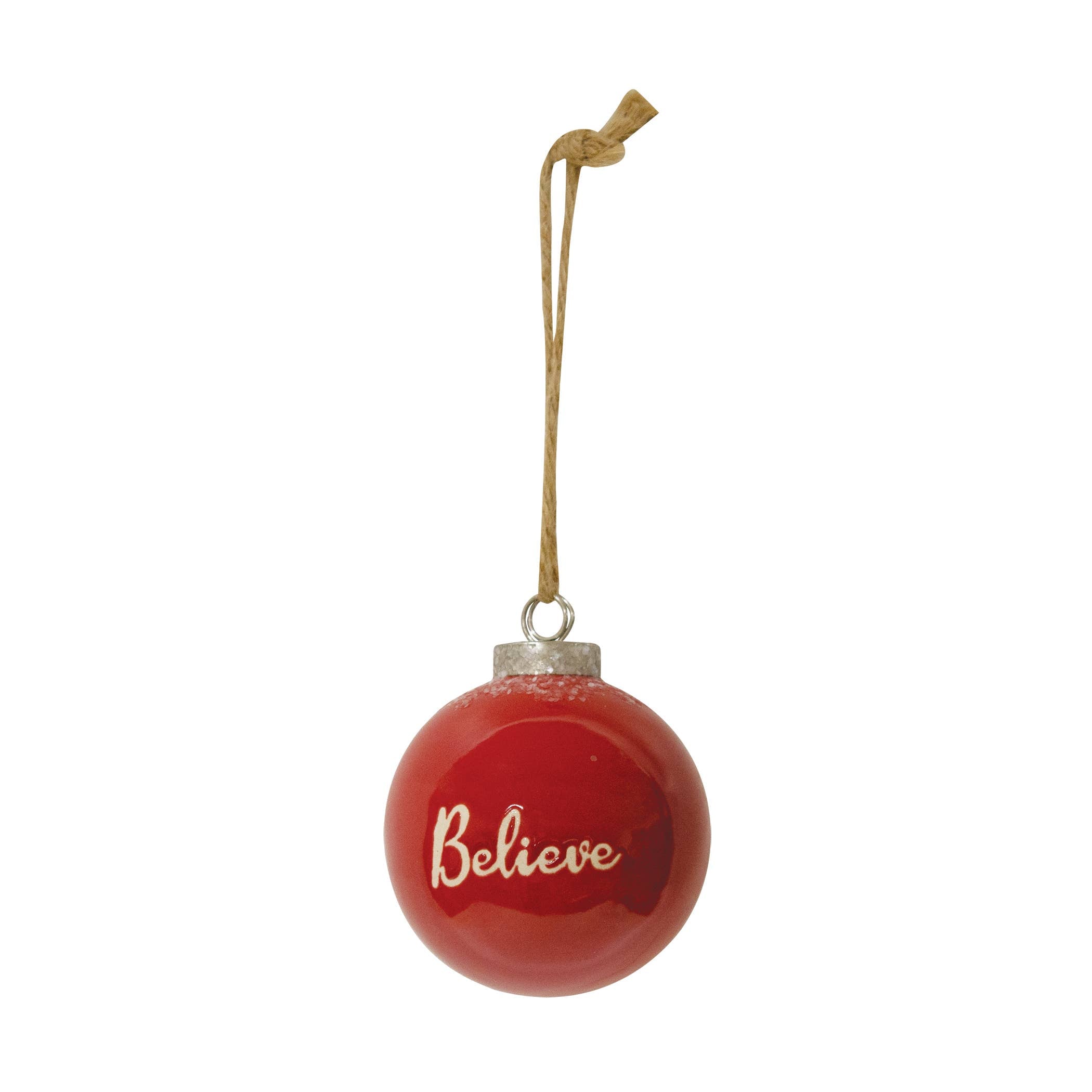 Red Ceramic Ornament Believe Christmas Ornament - Foxy’s