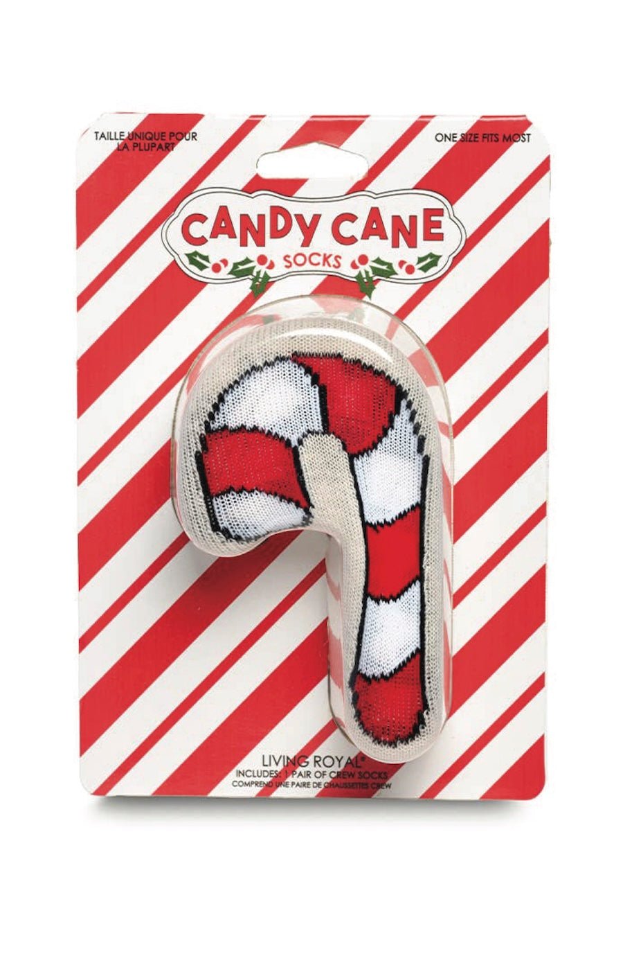 3D Packaged Crew Socks - Holiday - Candy Cane - Beige - Foxy’s