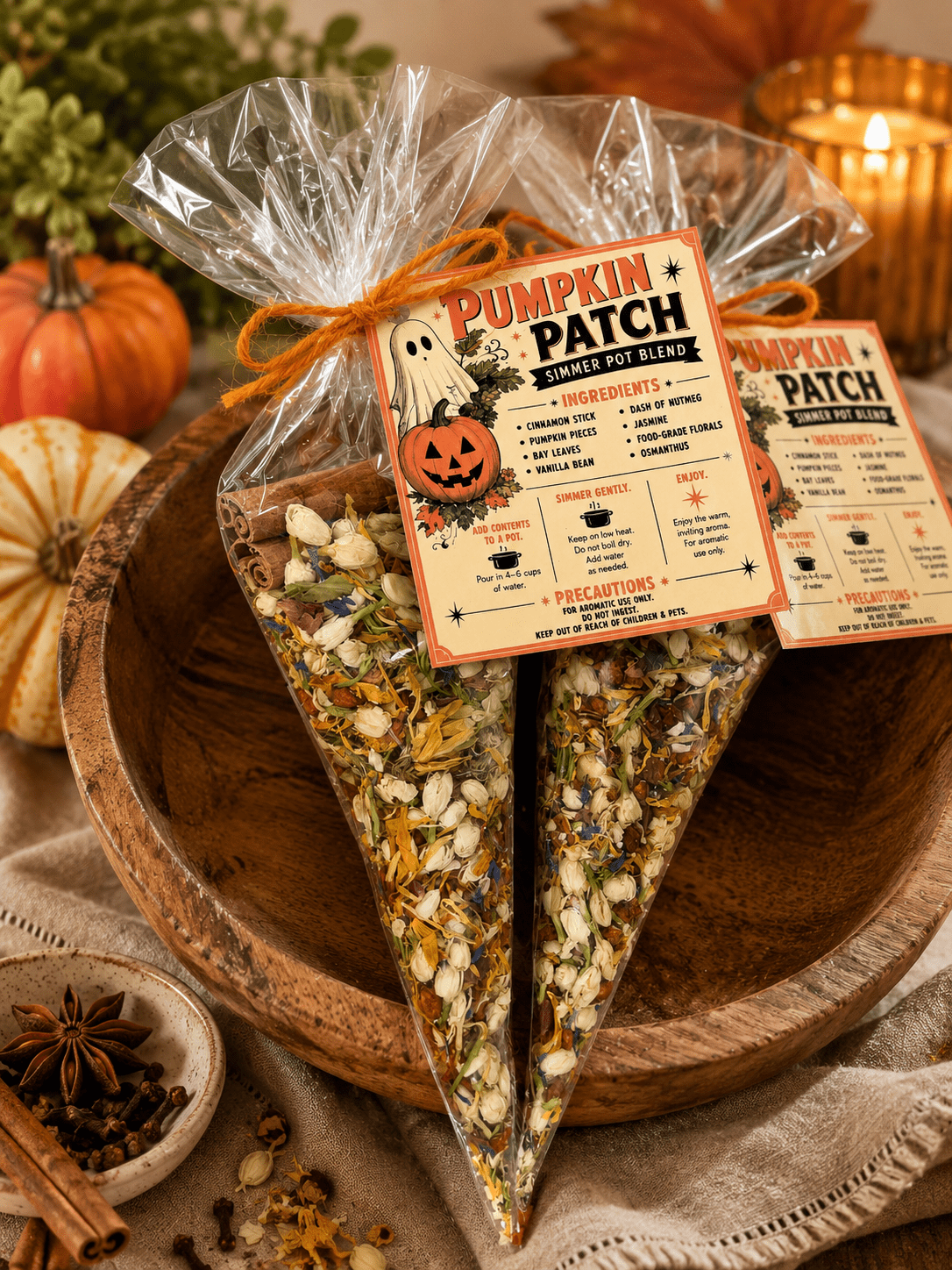 Pumpkin Patch Simmer Pot Kit, Fall Simmer Pot Blend, Halloween Gift, Autumn decor, Pumpkin Spice Potpourri, Fall Party Favor, summerween - Foxy’s