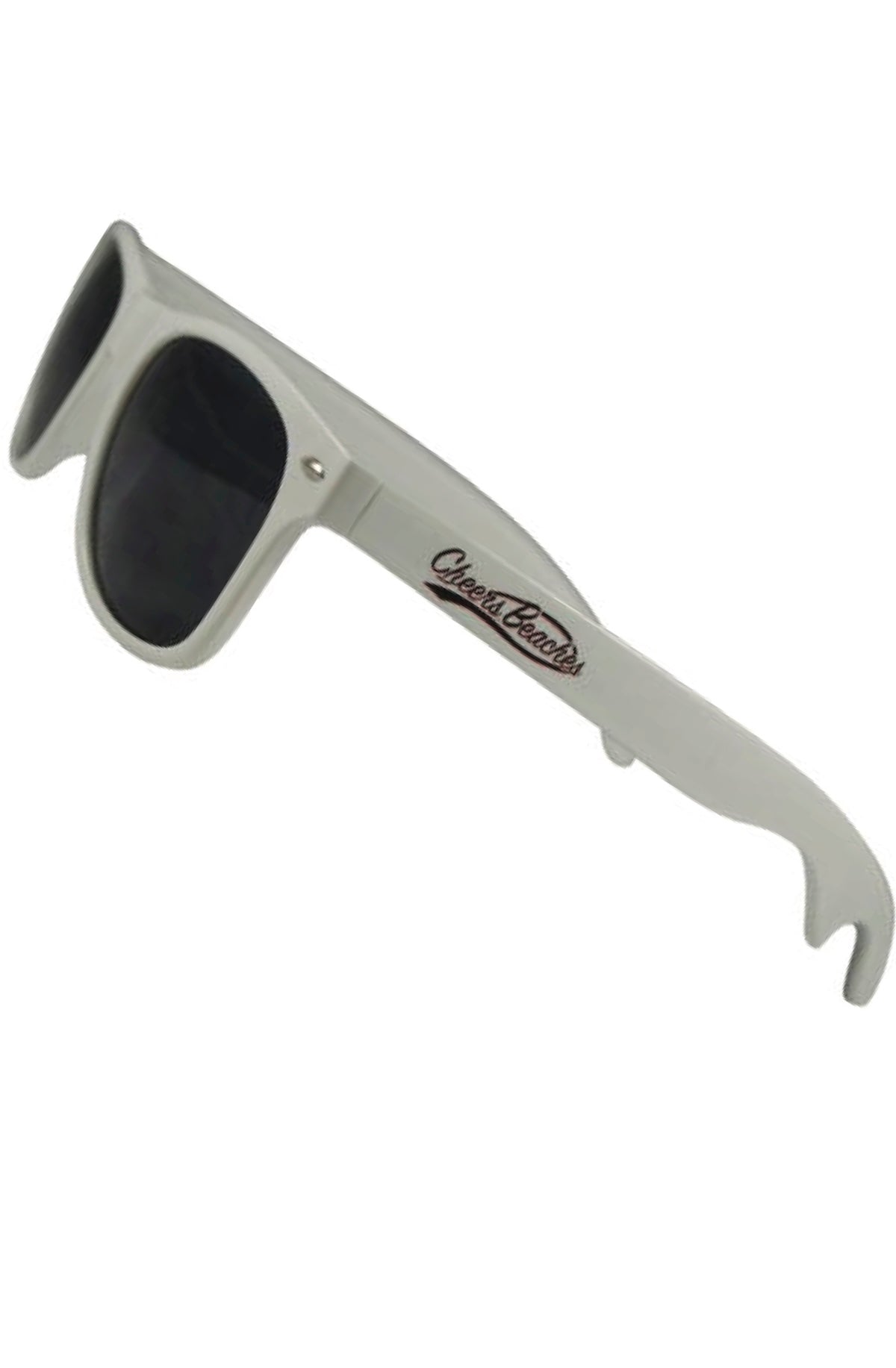 Cheers Beaches White Wayfarer Sunglasses: Pop Open Fun! Built - in Bottle Opener & Ultimate UV Protection - Foxy’s