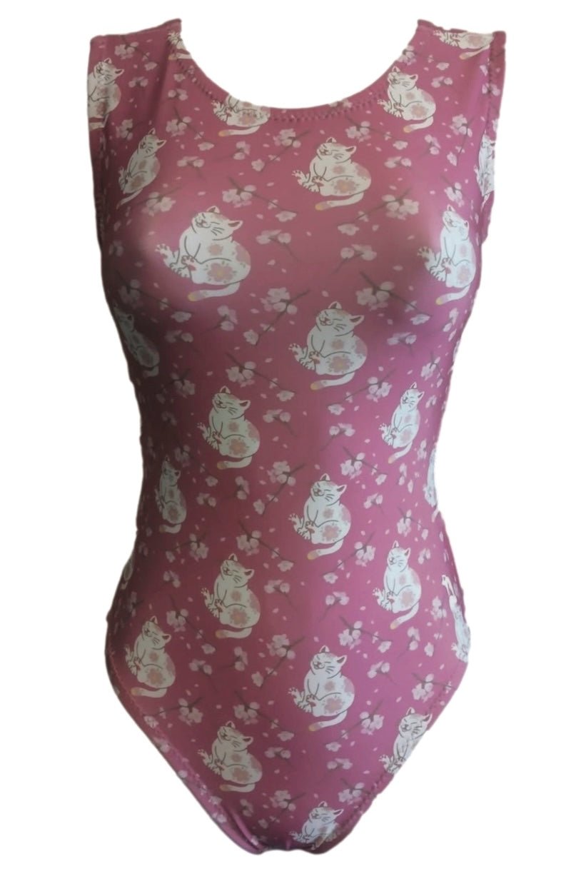 Cherry Blossom Kitty Gymnastics Leotard - Cute & Comfy Foxy's Leo - Foxy’s