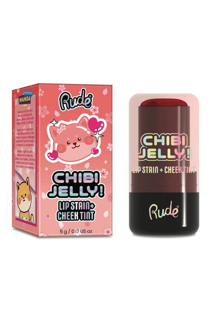 rude cosmetics chibi jelly lip stain cheek tint makeup for girls
