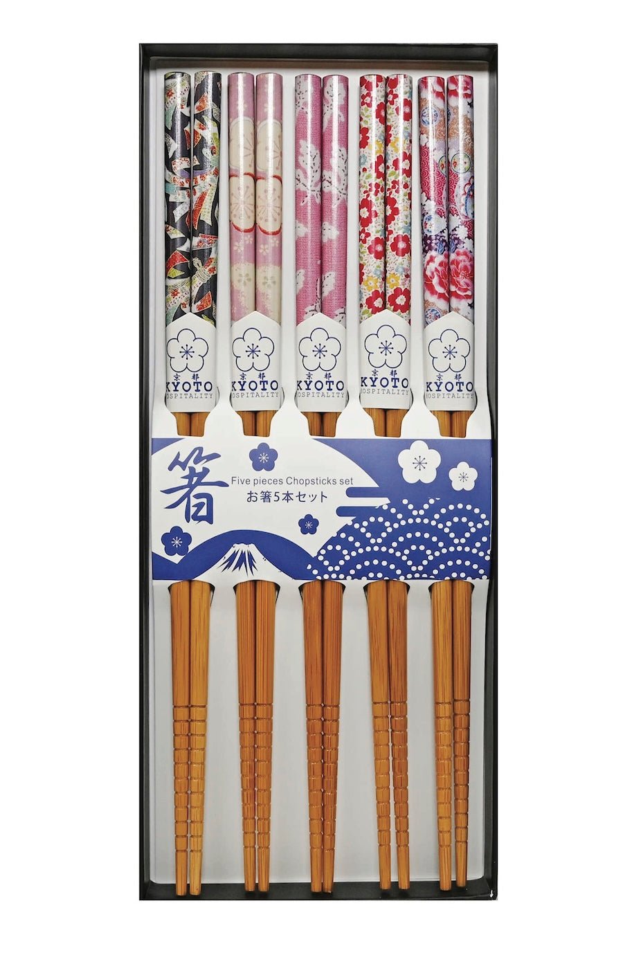 5-Pair Chopstick Set – Kimono Style Floral Prints - Foxy’s