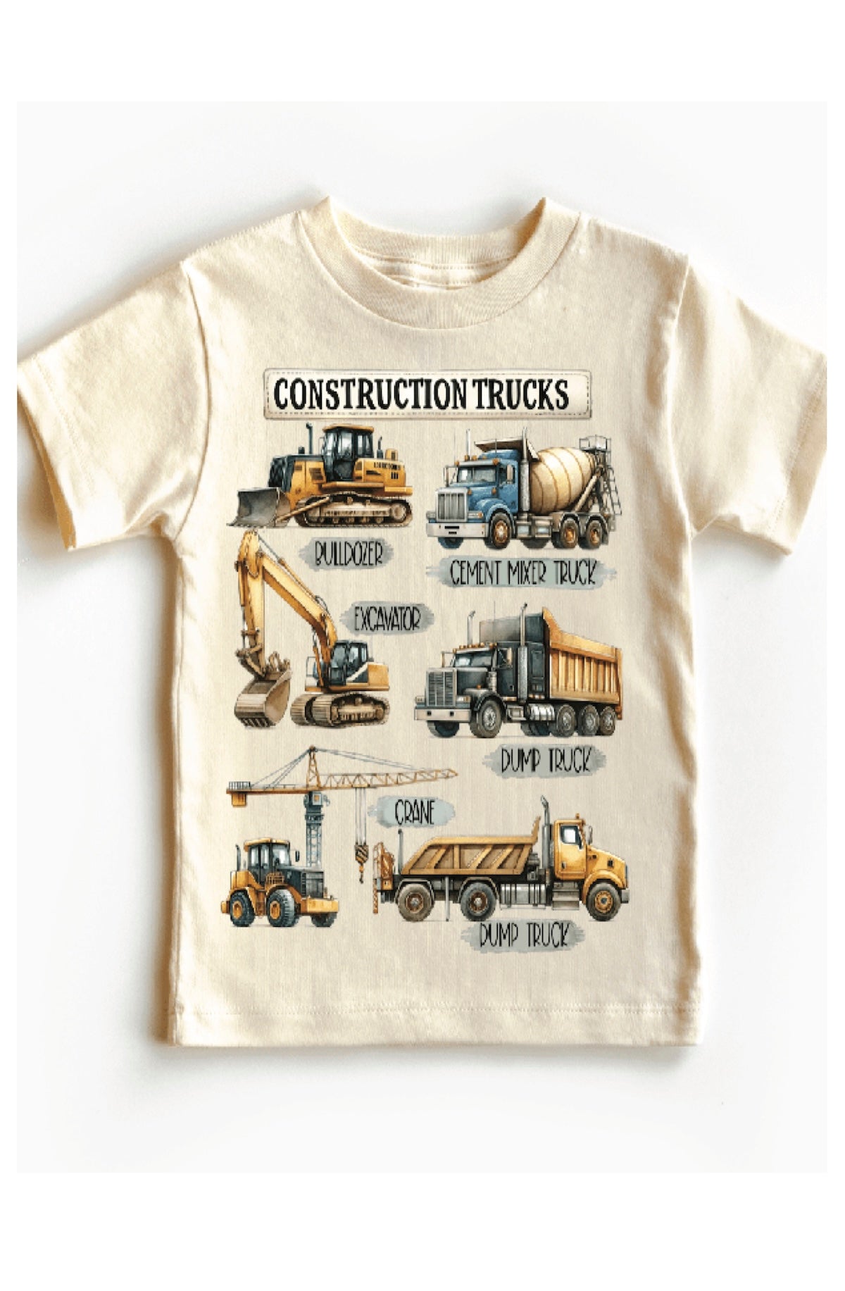 Construction Trucks Shirt - Kids Excavator, Bulldozer, Tee - Foxy’s