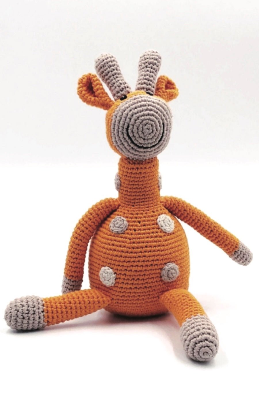 Safari Giraffe Rattle - Crochet Stuffed Animal - Organic Cotton Baby Toy - Foxy’s