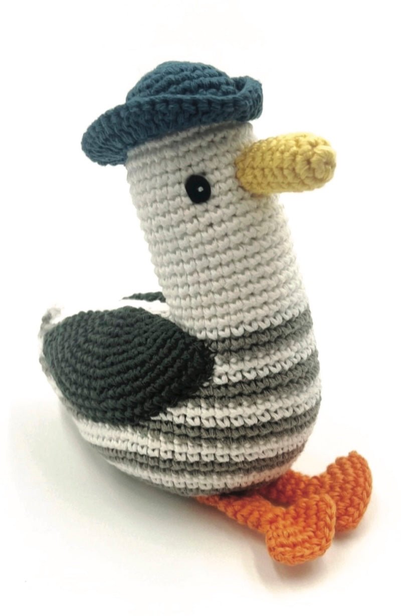 Seagull Rattle - Organic Cotton Crochet Plush Baby Toy - Foxy's - Foxy’s