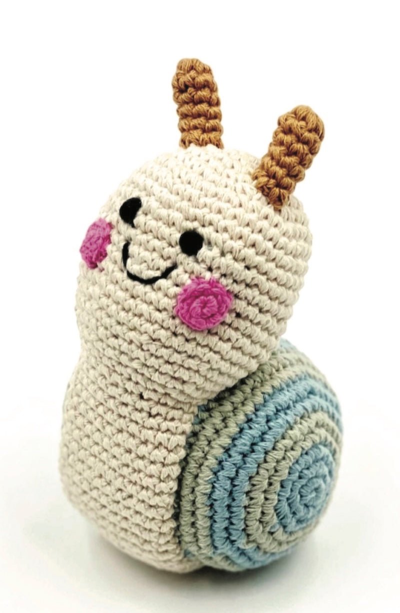Organic Cotton Snail Rattle - Handmade Plush Toy for Babies | Foxy's - Foxy’s