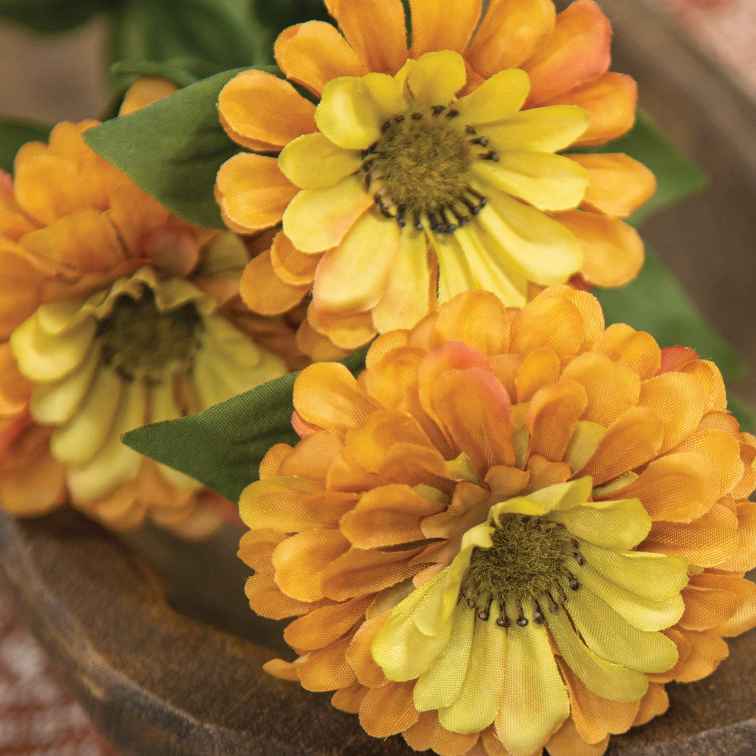 Faux Golden Zinnia Spray, 23.5" - Foxy’s