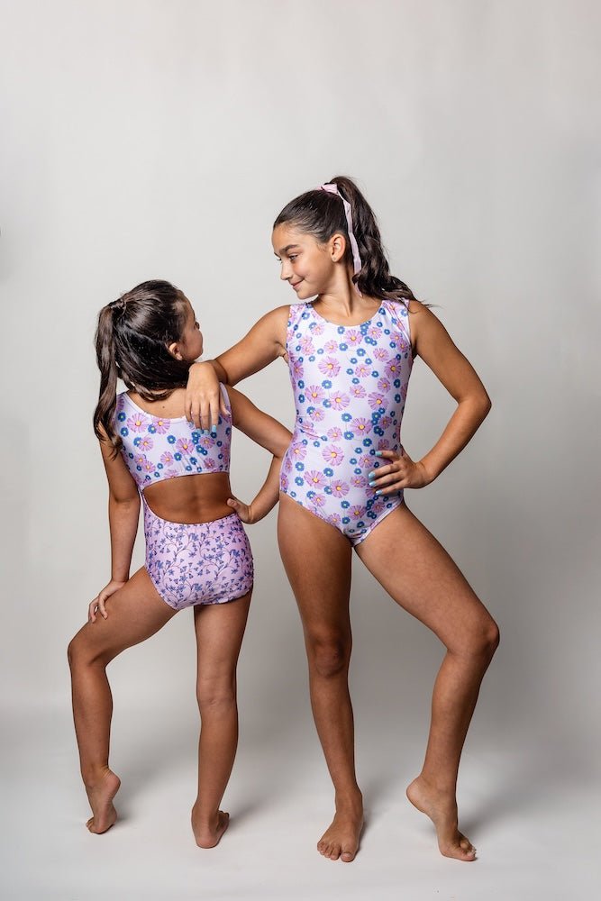 Daisies & Lavender Vines Vice Versa Leotard for Girls by Foxy's (Which Style Will You Choose) - Foxy’s