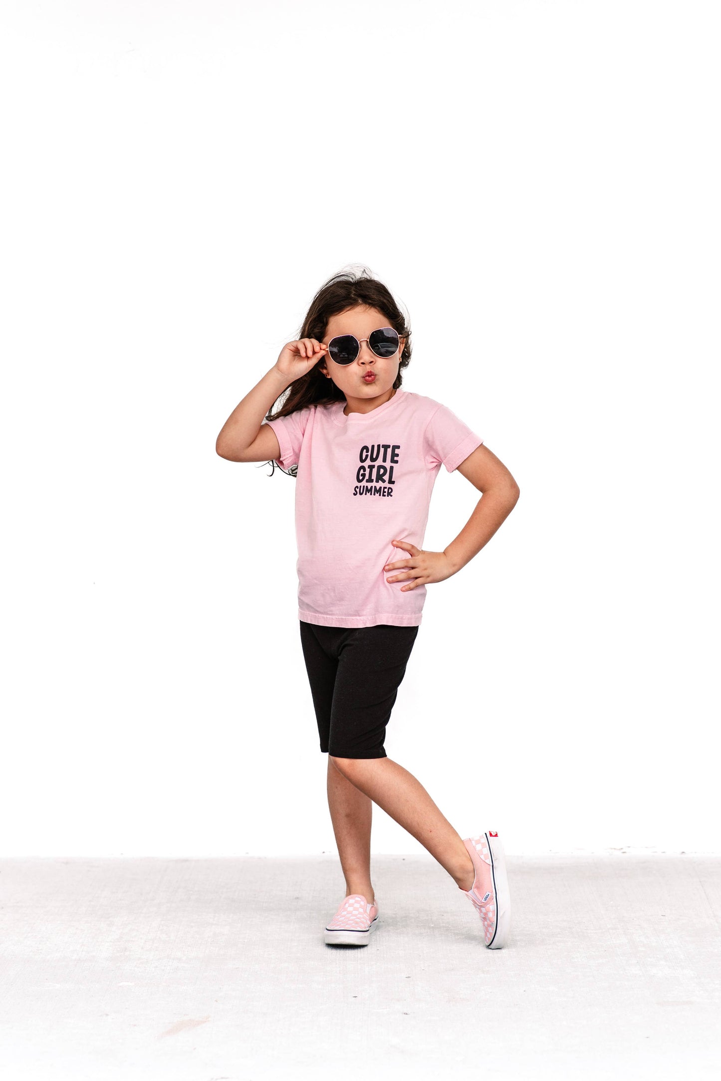 Girls Pink Cute Girl SummerTee (Size X-Small)