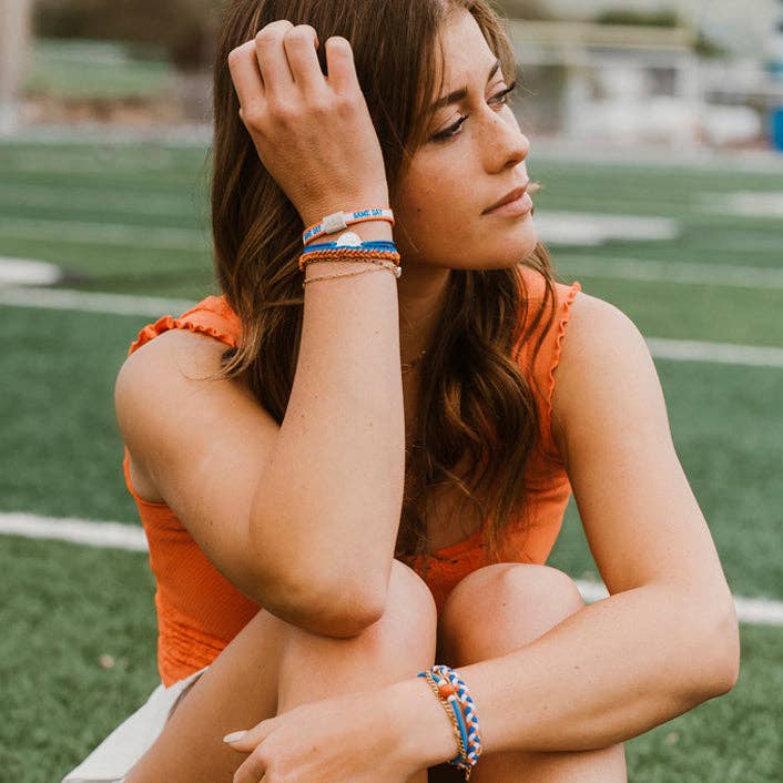 "Game Day" Blue & Orange Hair Tie Bracelets
