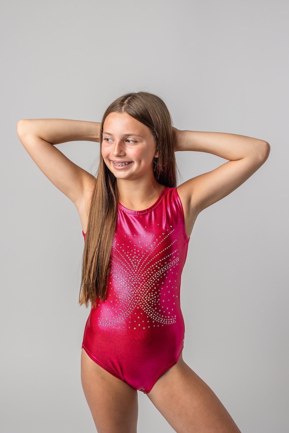 Dragonfruit Bling Leotard for Dance & Gymnastics | Rhinestone Applique - Foxy’s