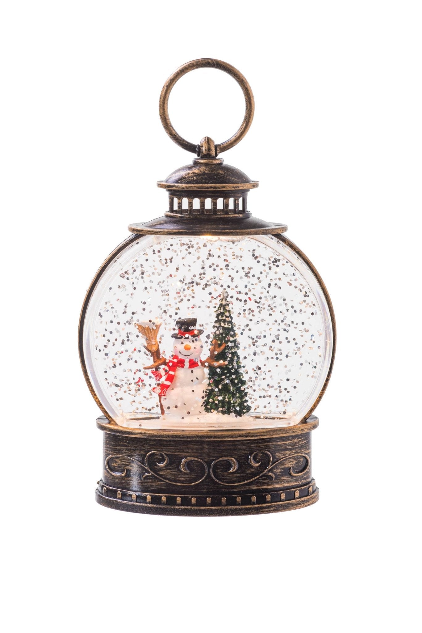 Rustic Brown Light - Up Square Lantern LED Mini Snow Globe wit - Foxy’s
