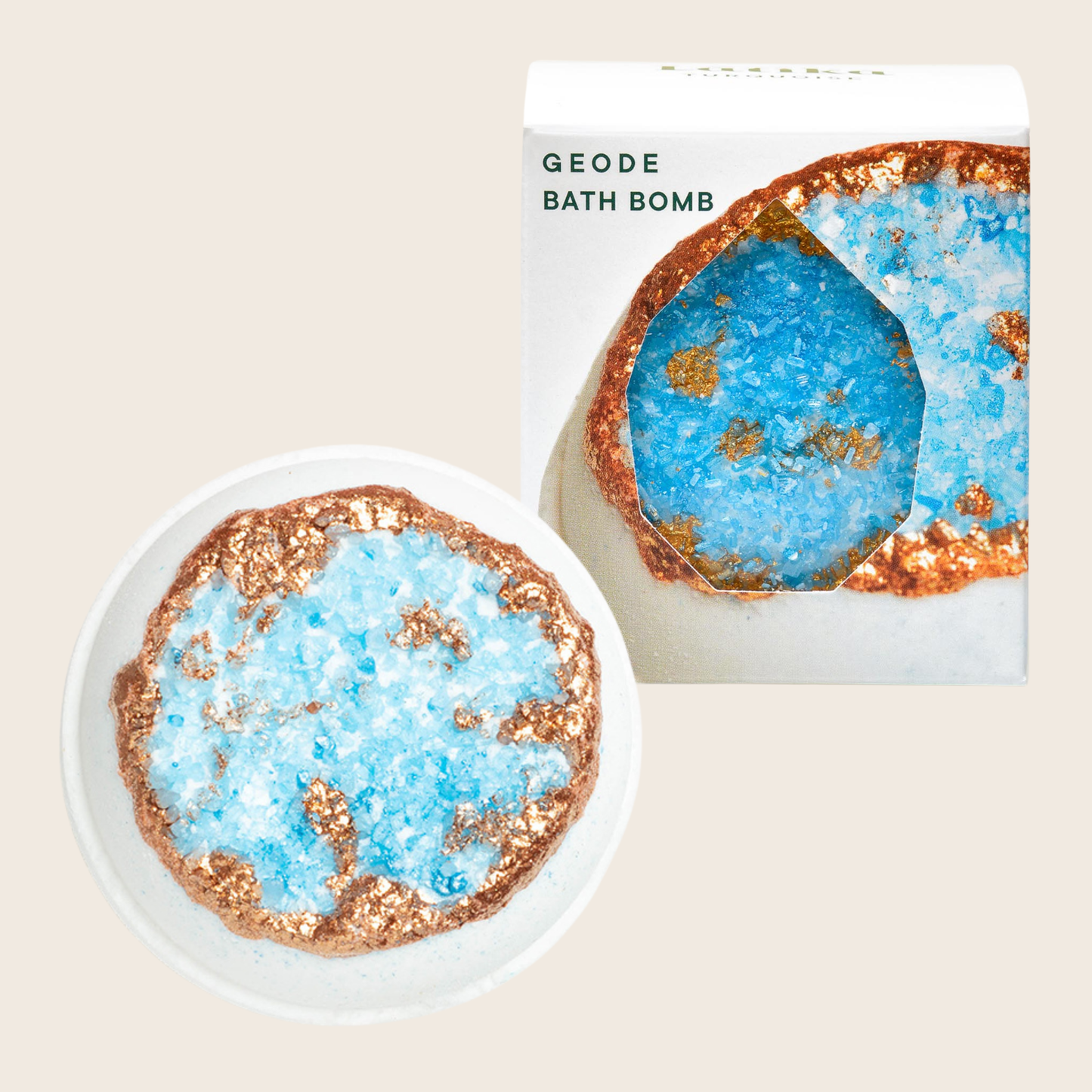 Crystal bath bomb 🌸 Wellness gift - Turquoise, Blue + Gold