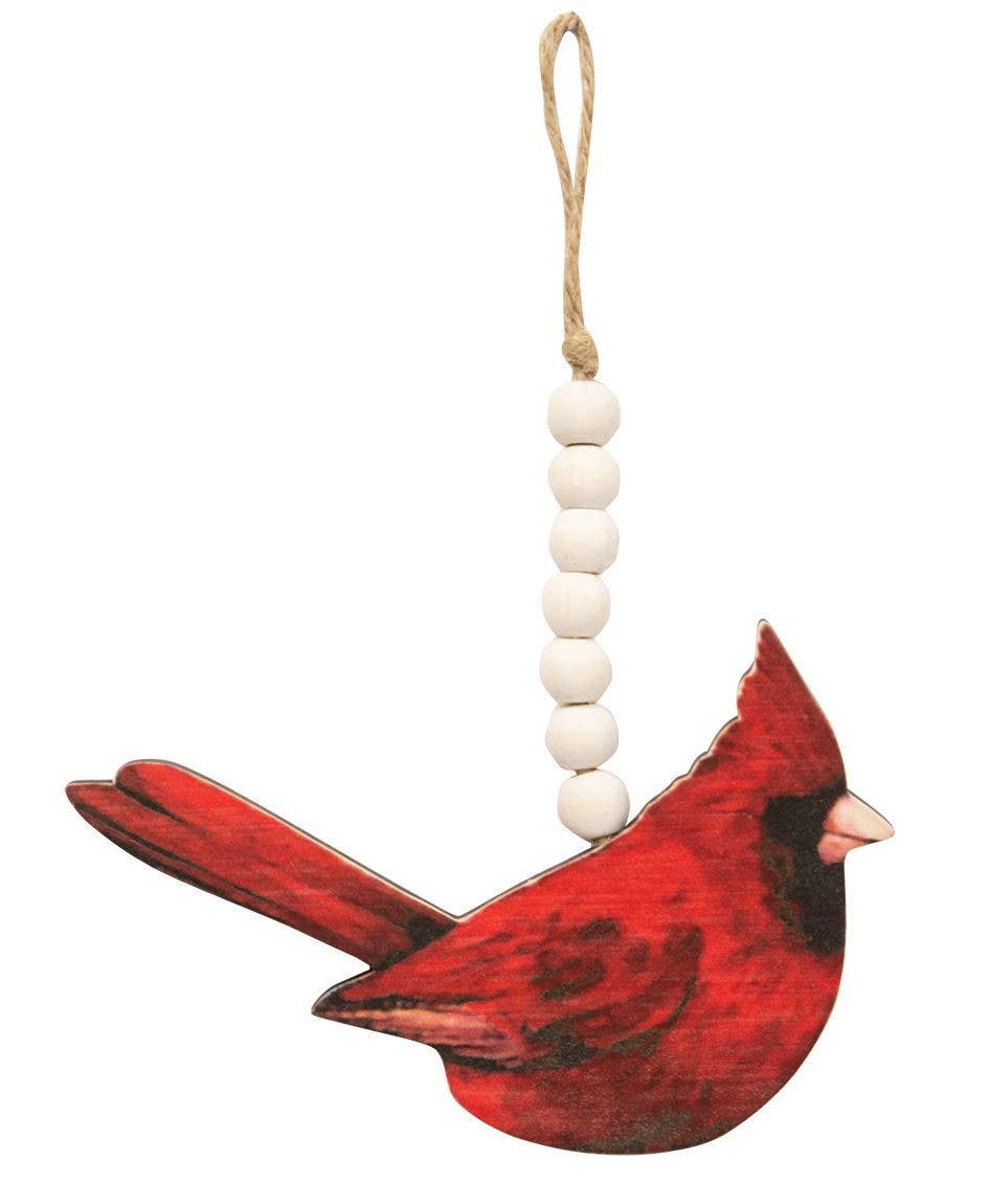 Wooden Beaded Cardinal Christmas Ornament, 2 Assorted - Foxy’s