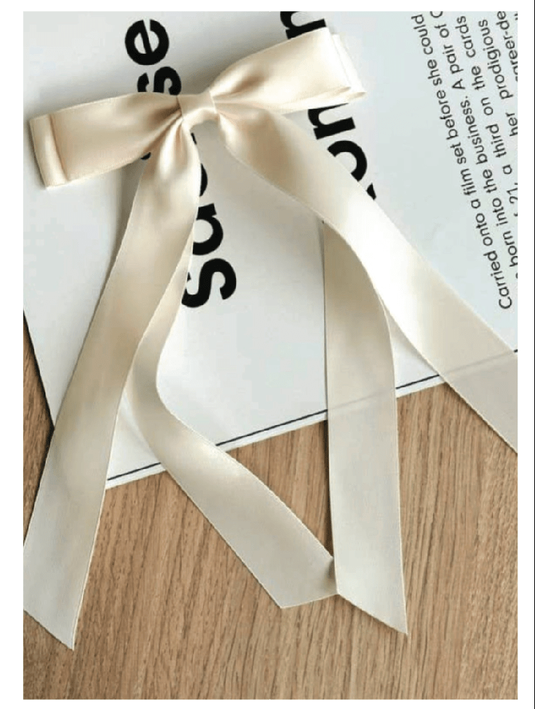 Elegant Satin Hair Bow Clip - Long Double Bow for Gymnastics & Dance - Black & Off - White - Foxy’s