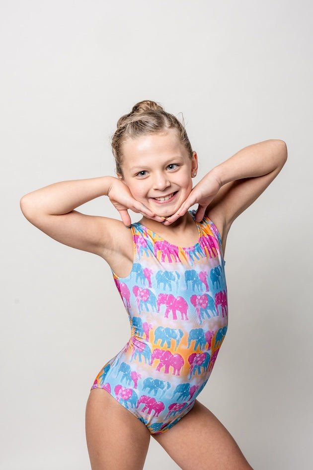 Vibrant Elephant Print Gymnastics Leotard - Bold & Unique Design - Foxy’s