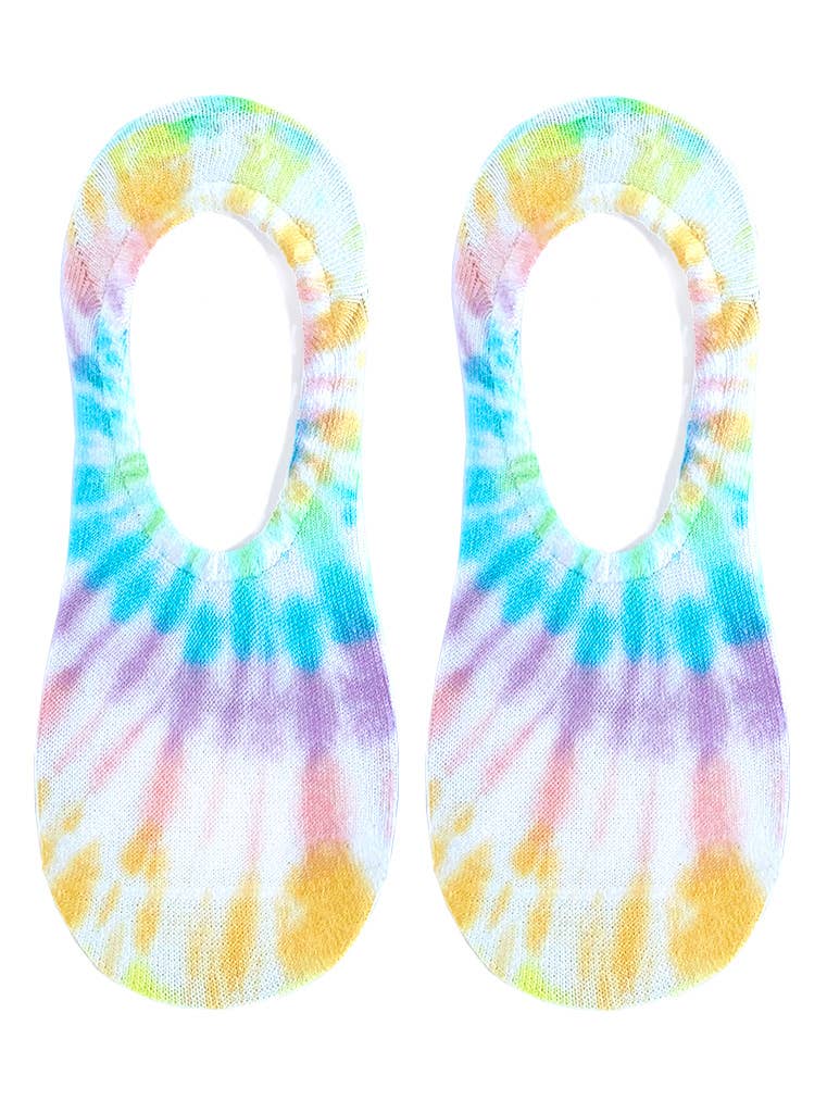 Pair of tie-dye socks on a white background