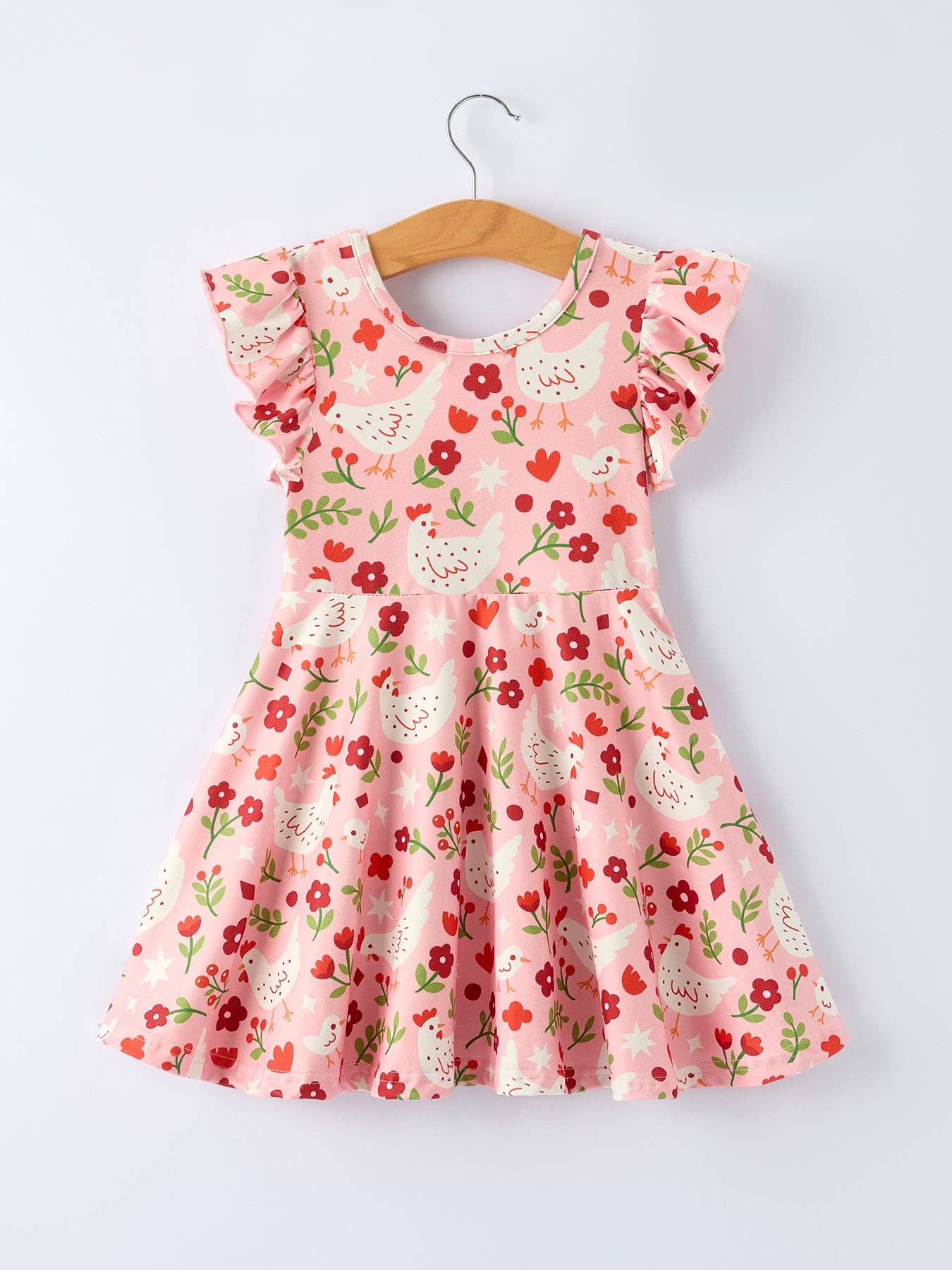 Spring Chicken Floral Farm Print Girls Dress - Foxy’s