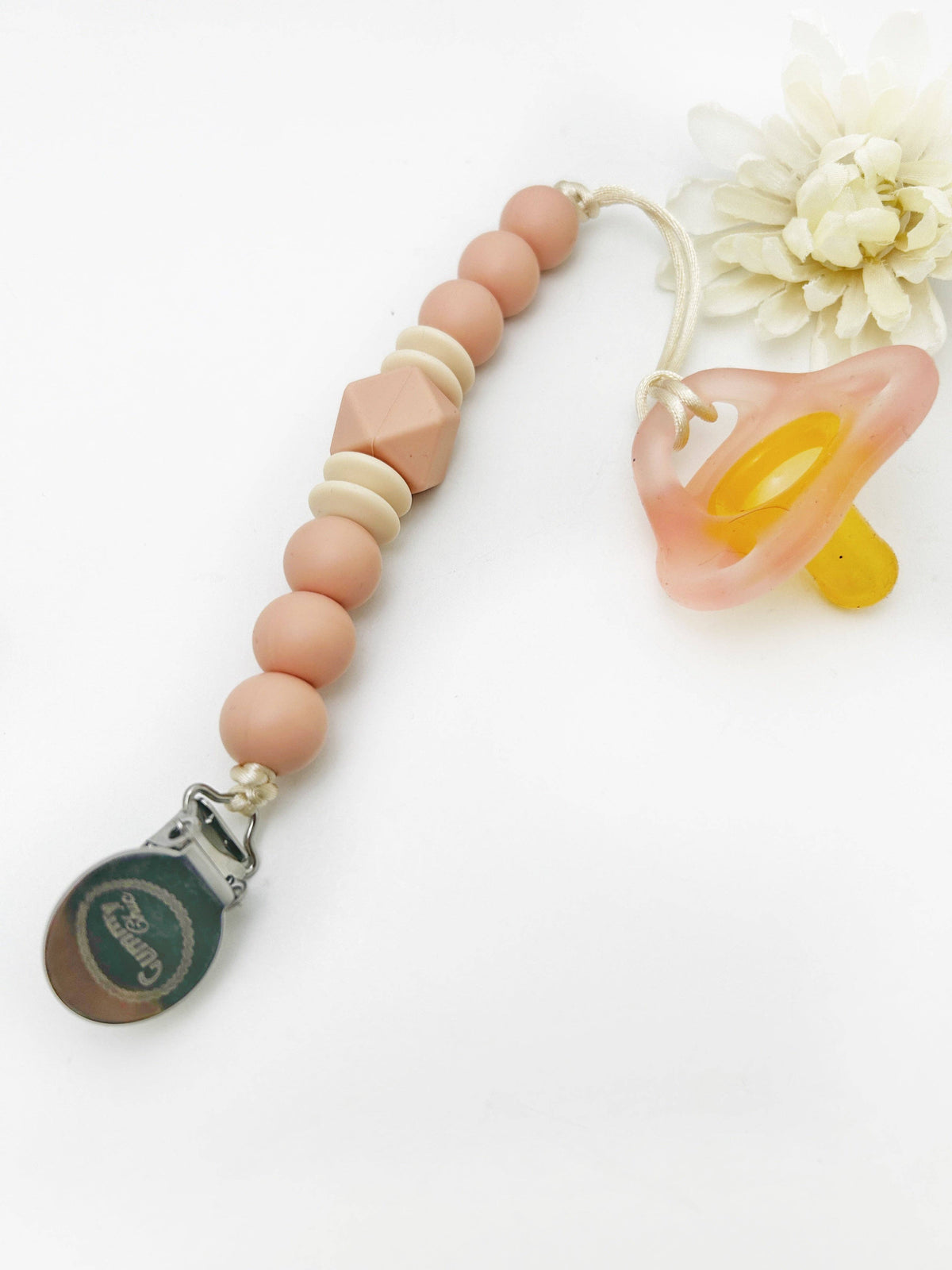 Peach Silicone Pacifier Clip for Stylish Baby Gift