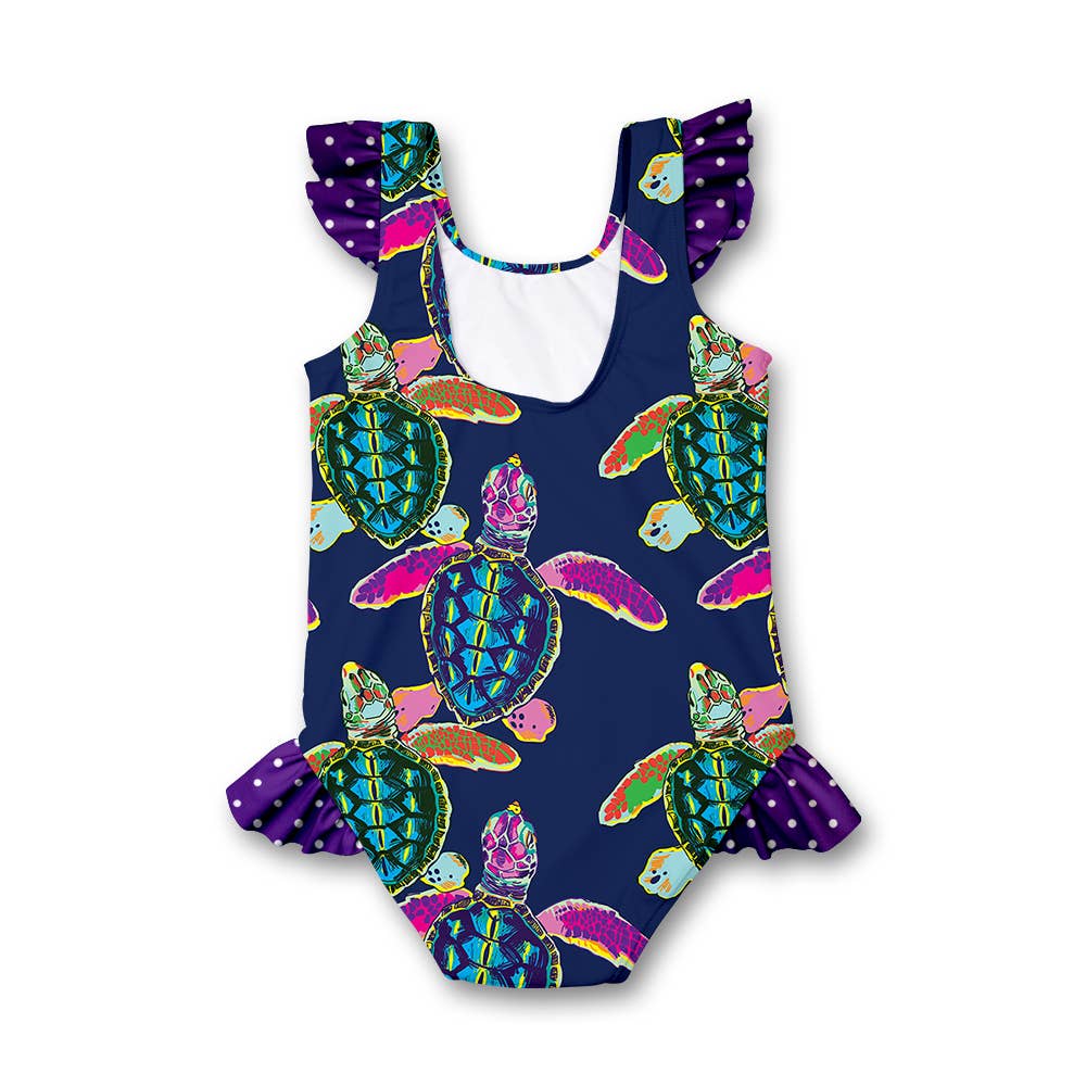 Girls Water turtle One-Piece Swimsuit (Size 3 T)