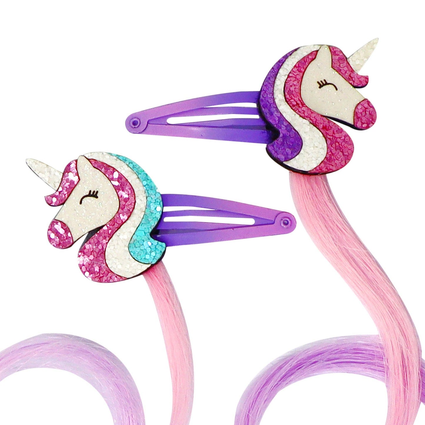 Unicorn Hair Clips with Hair Extension