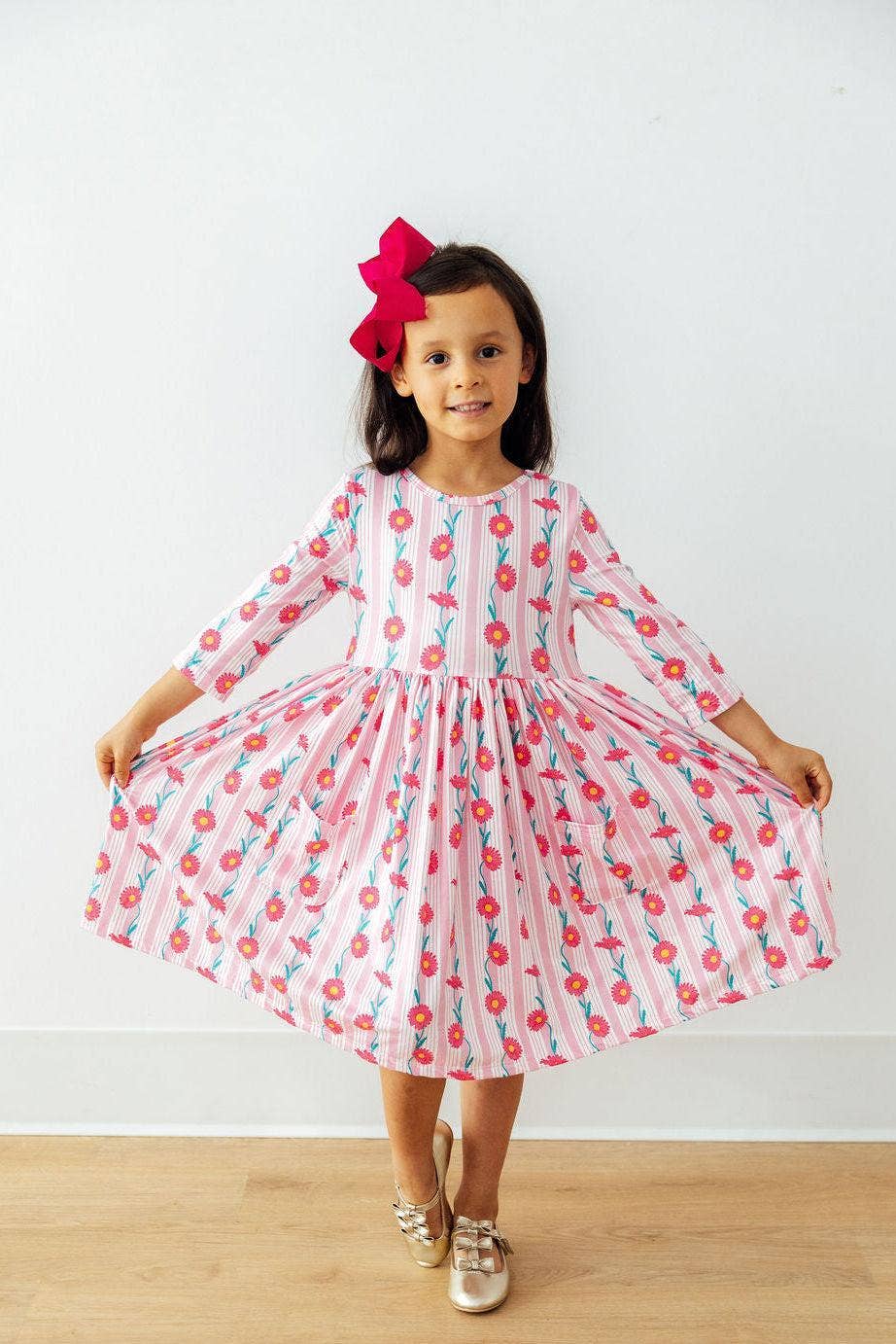 Daisy Chain 3/4 Sleeve Pocket Twirl Dress - Foxy’s