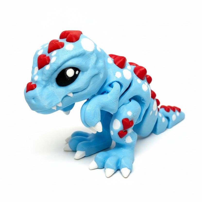 T-Rex Love Dinosaur (Roughly 3 Inches Tall) (Blue + Red) • Articulated Dinosaur - Foxy’s